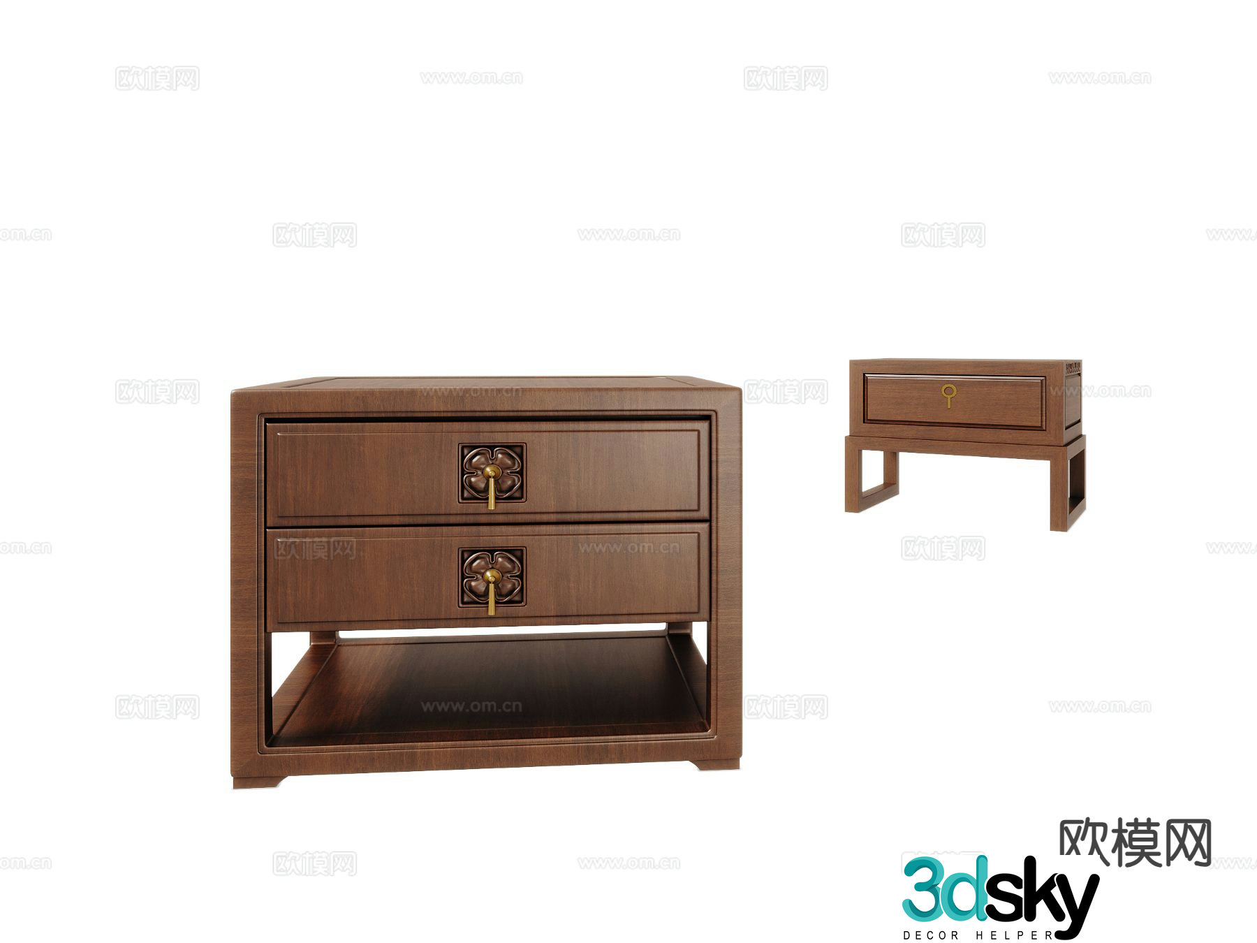 Chinese mahogany bedside table 3d model