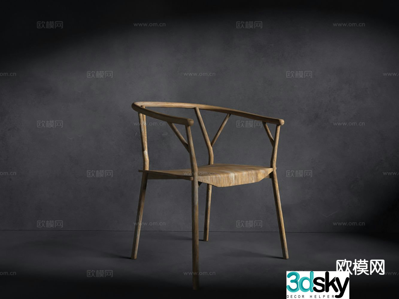 New Chinese style armchair single chair solid wood chair tea chair 3D model
