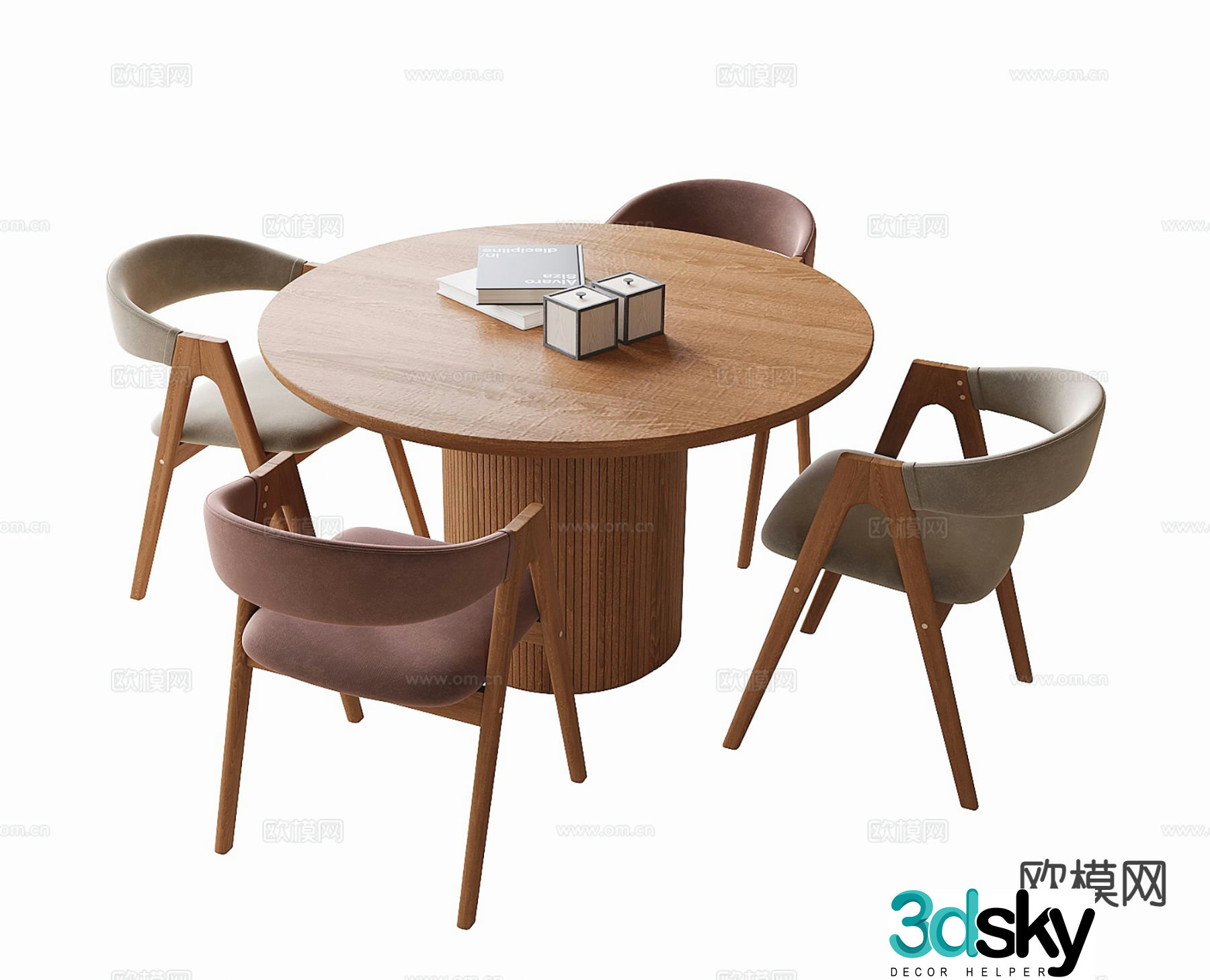Wabi-sabi dining table and chairs 3d model