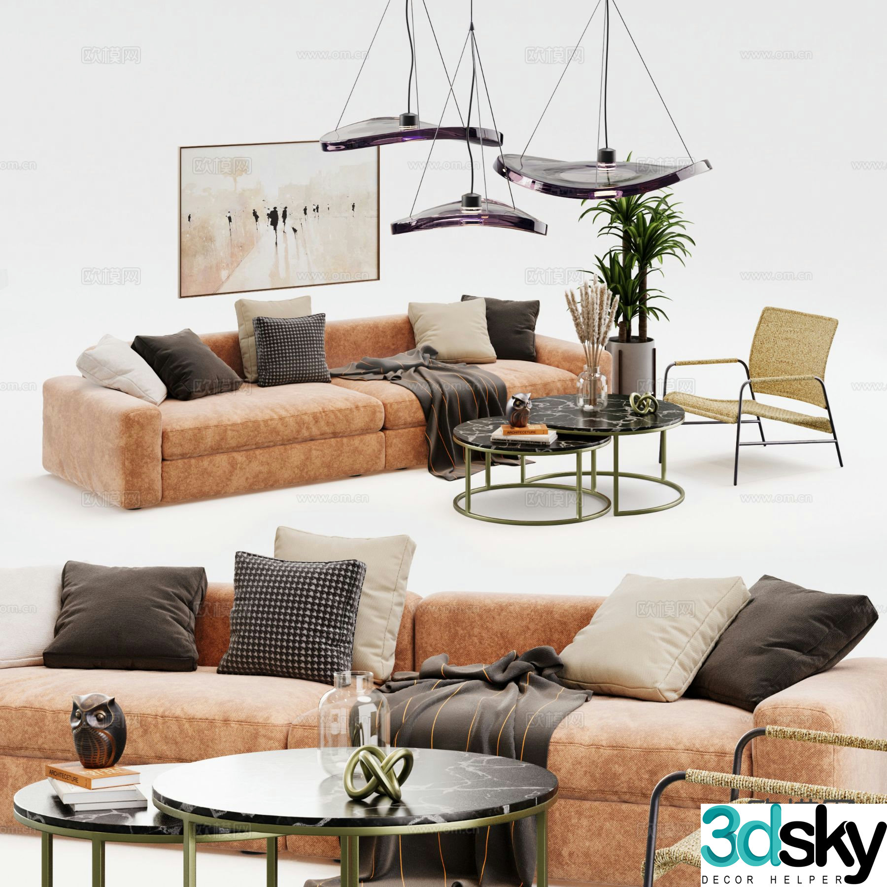 Modern sectional sofa 3d model