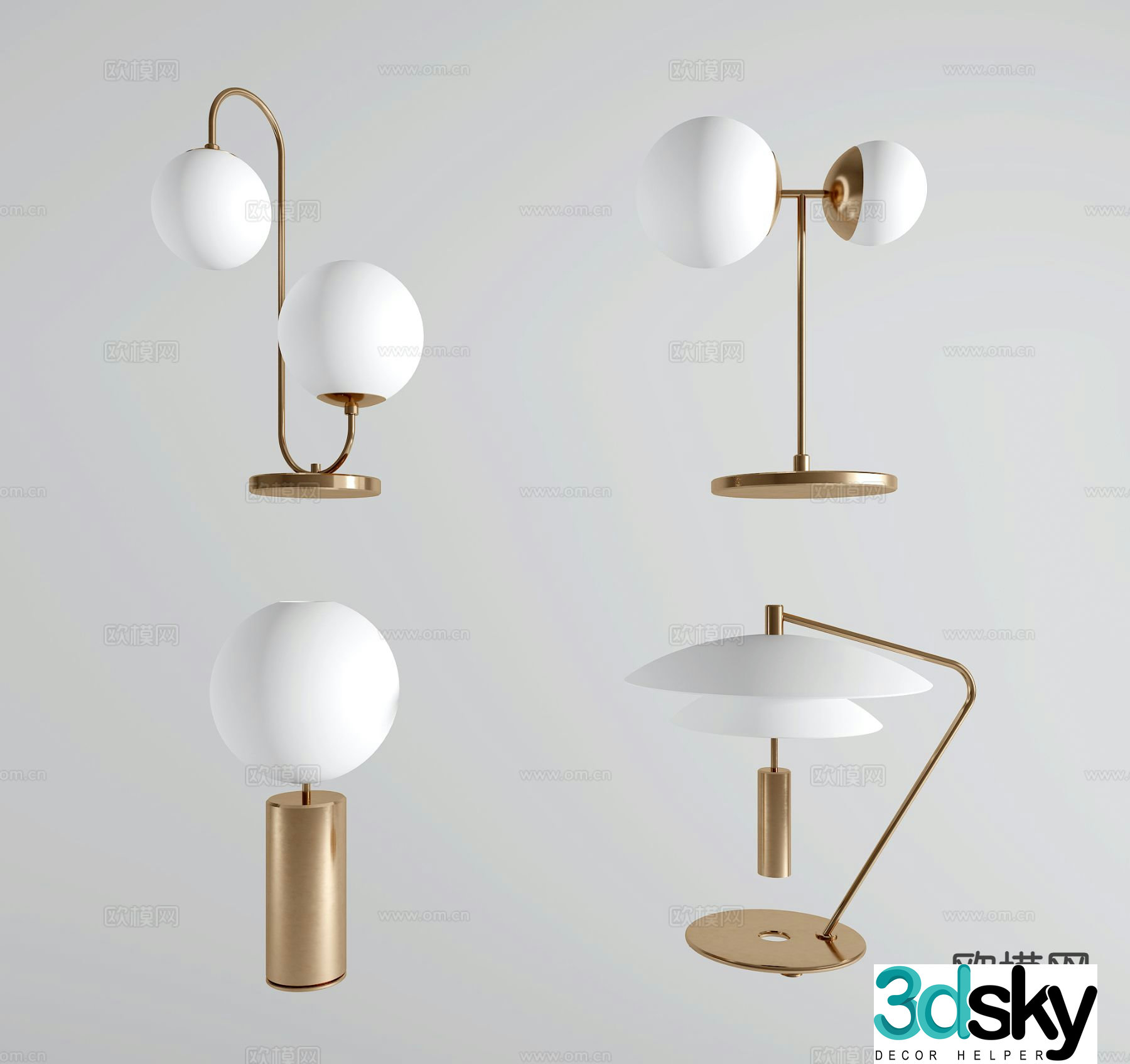 Creative desk lamp spherical desk lamp 3d model