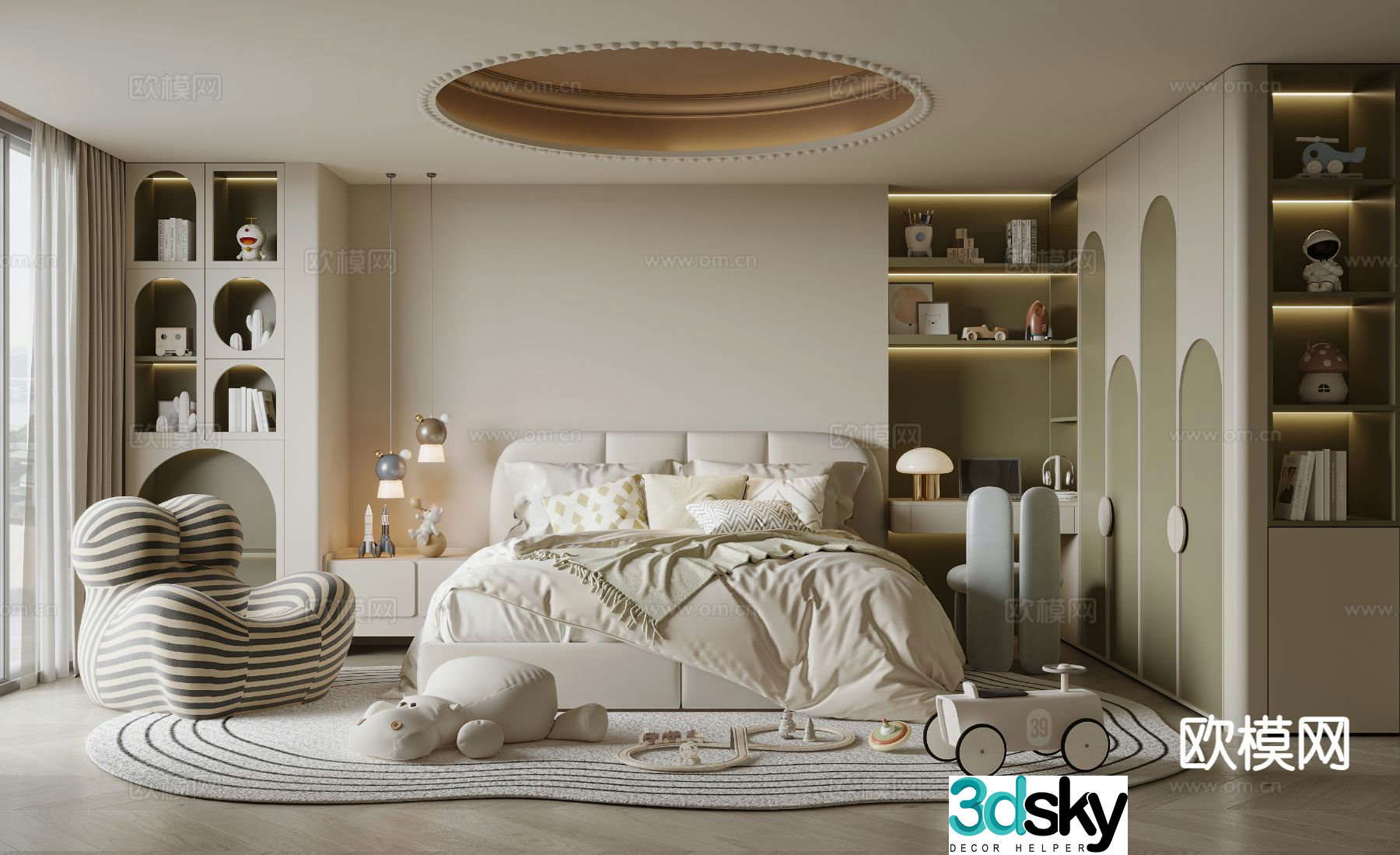 Modern children’s room girl’s room 3d model