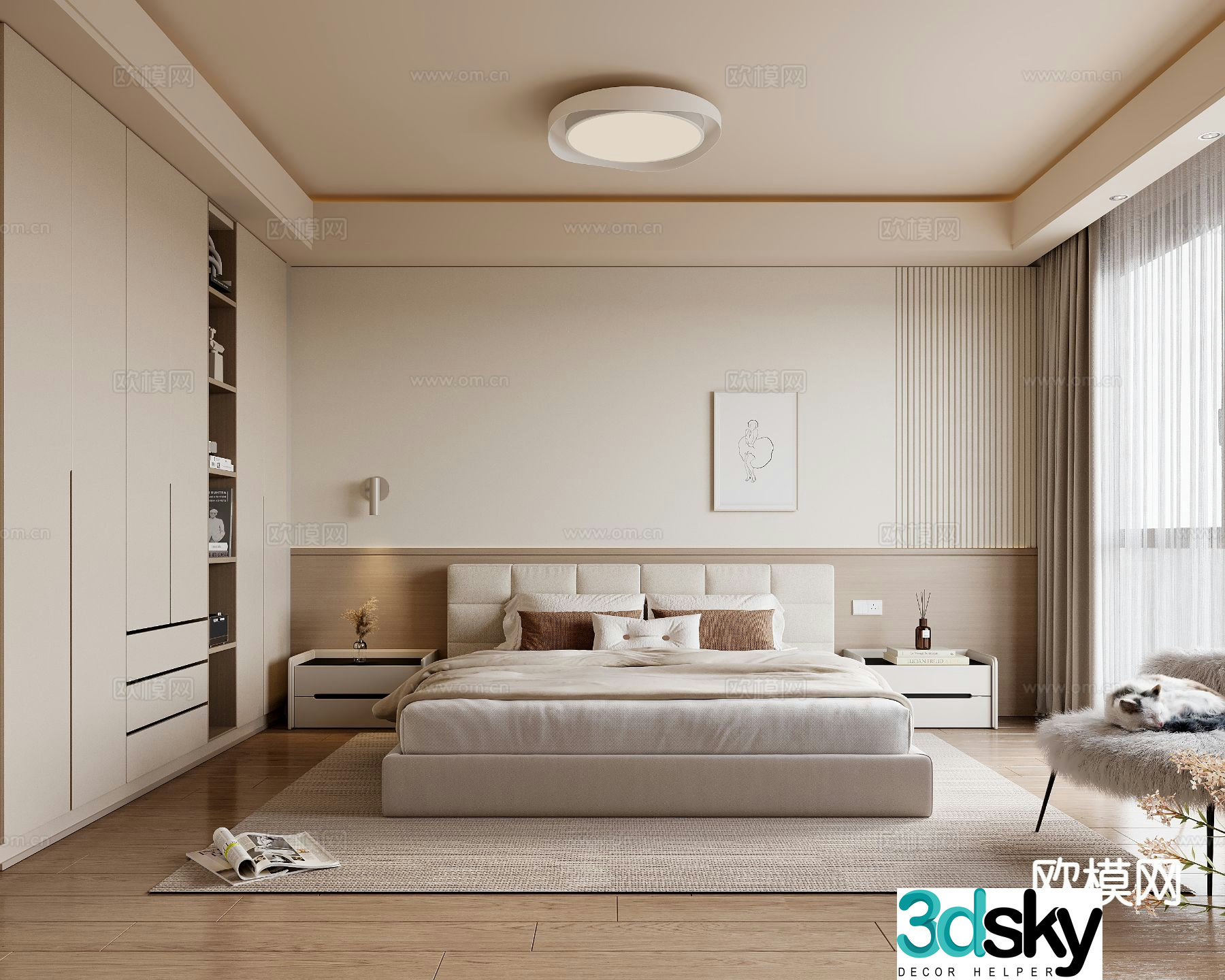 Cream style bedroom master bedroom 3d model