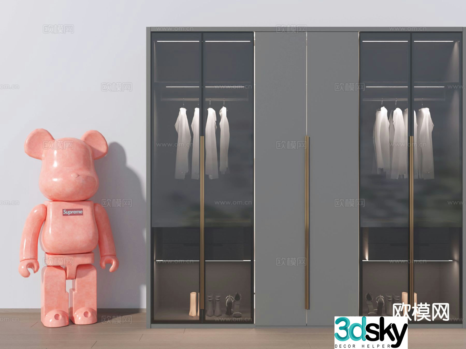 Light luxury wardrobe violent bear 3d model