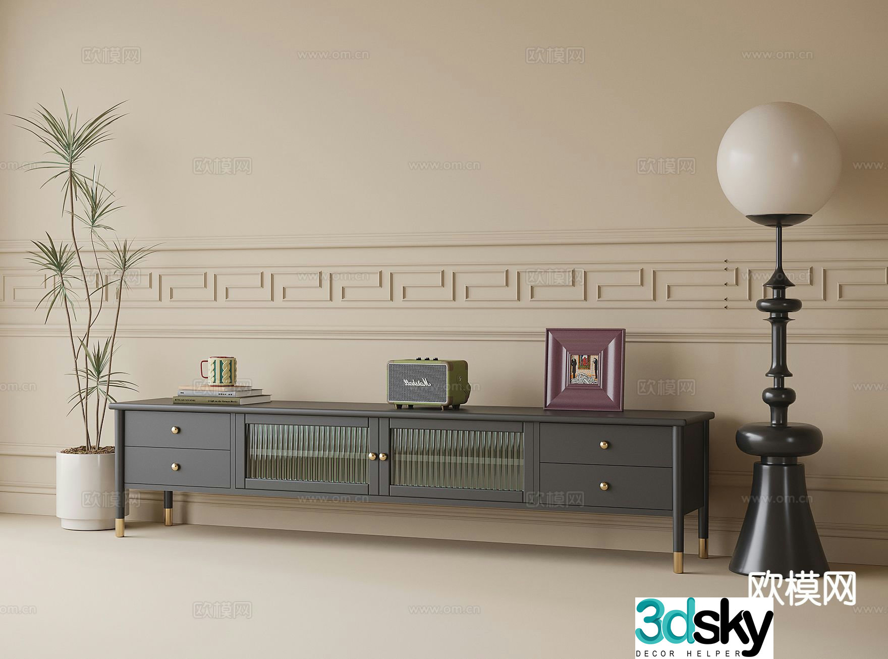 French TV cabinet 3d model