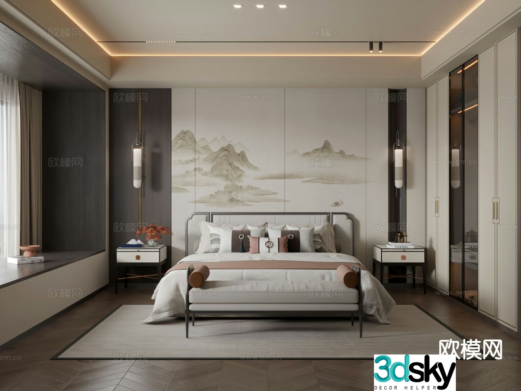 New Chinese style bedroom master bedroom 3d model