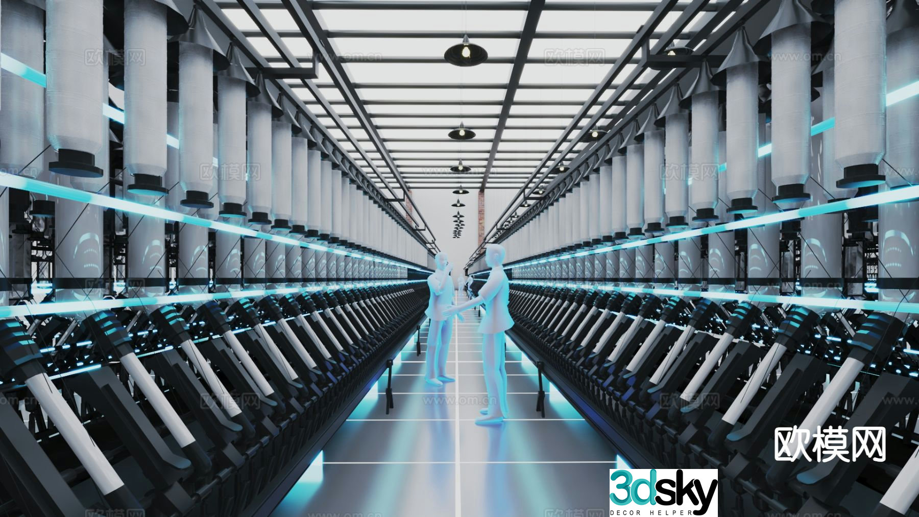Factory scene future blues technology scene 3d model