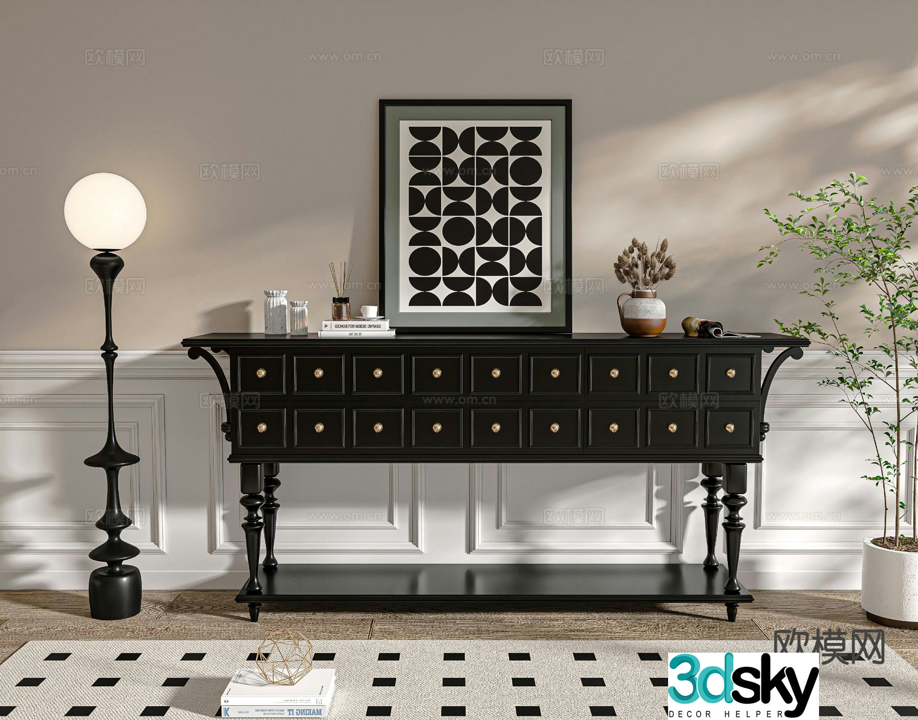 3d model of french style viewing platform