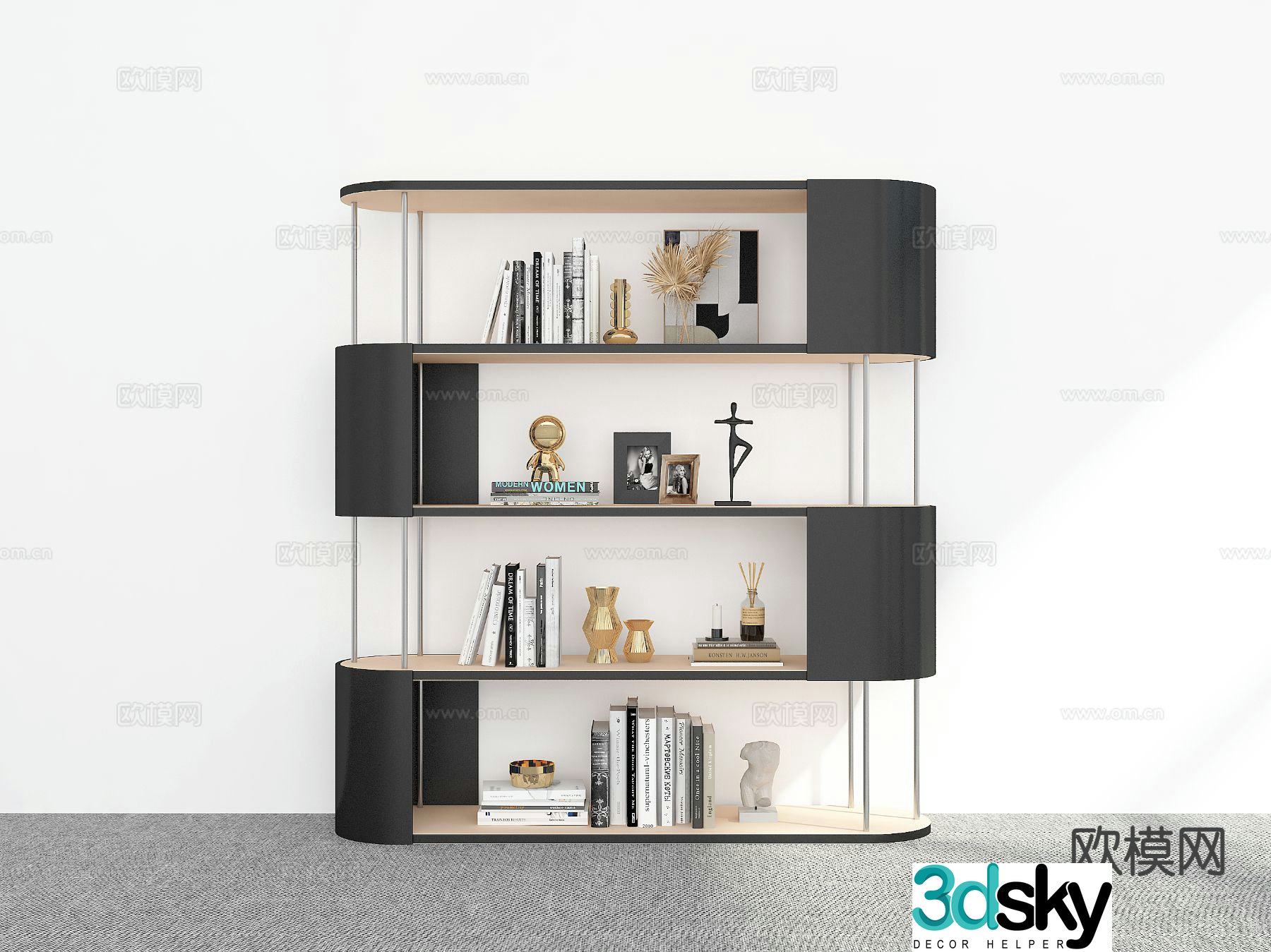Modern bookshelf display rack 3d model