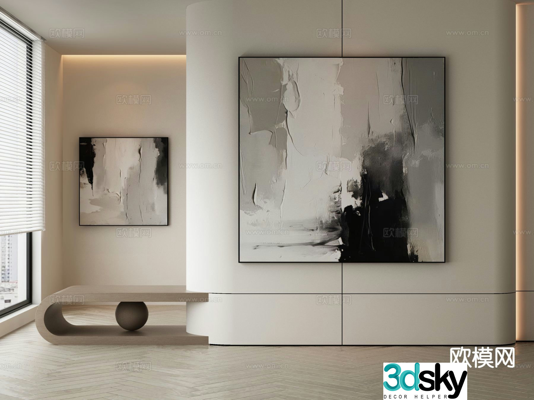 Wabi-sabi painting texture painting decorative painting hanging painting 3D model