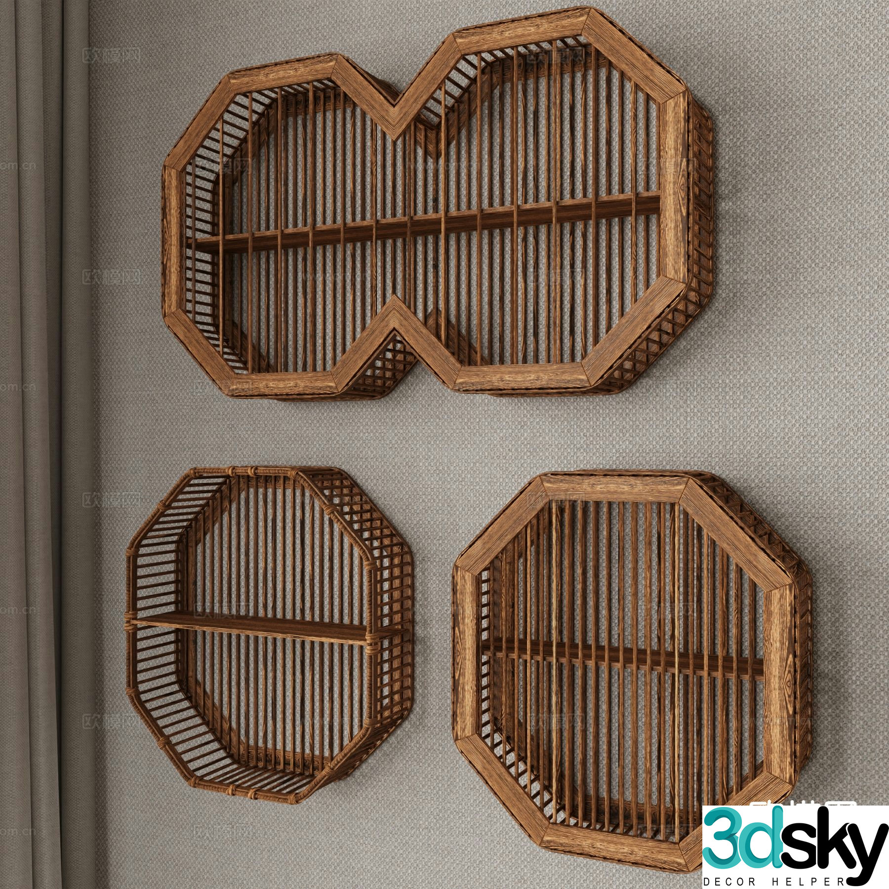 Wabi-sabi wall cabinet wall cabinet 3d model