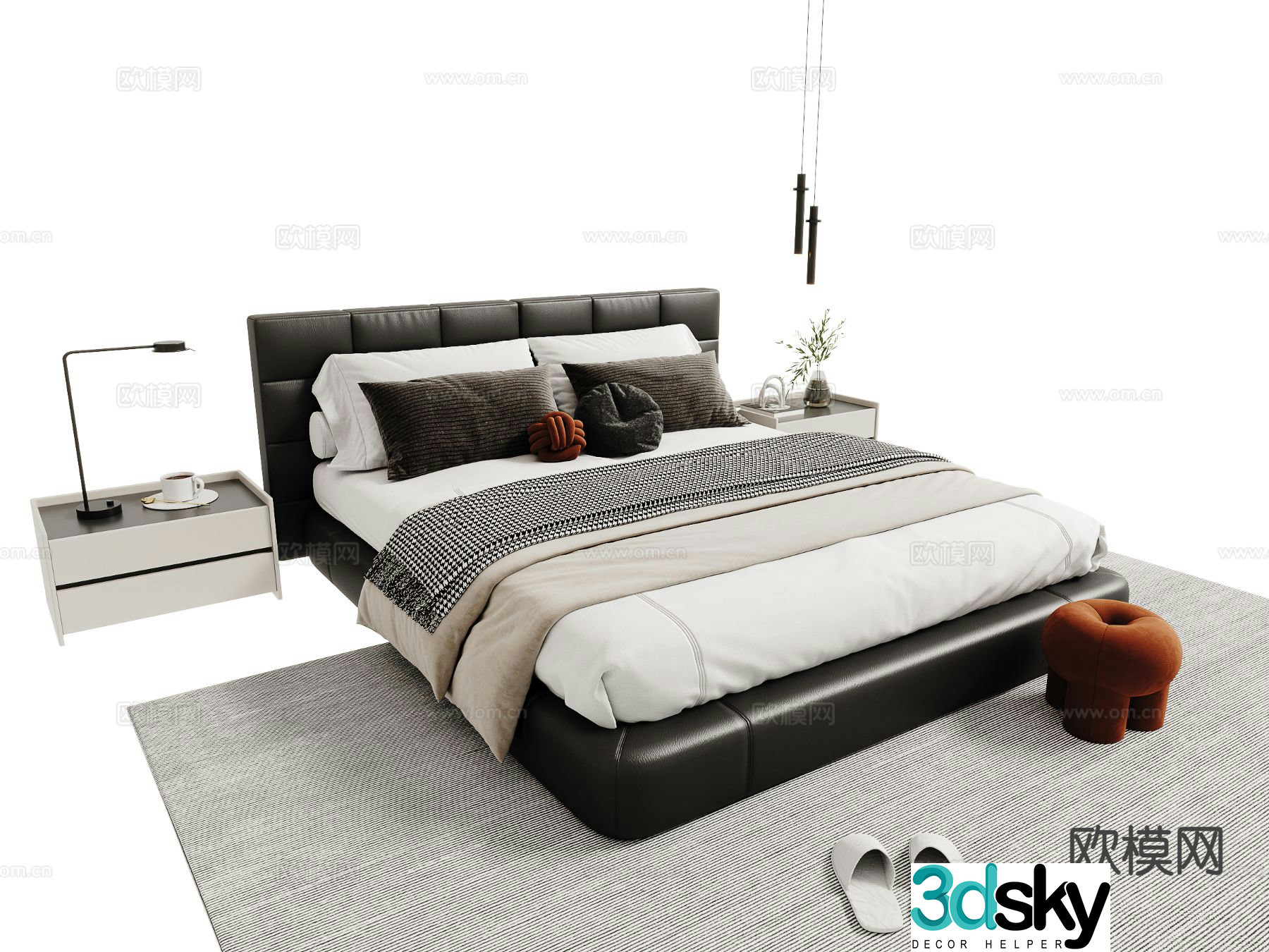 Italian double bed 3d model
