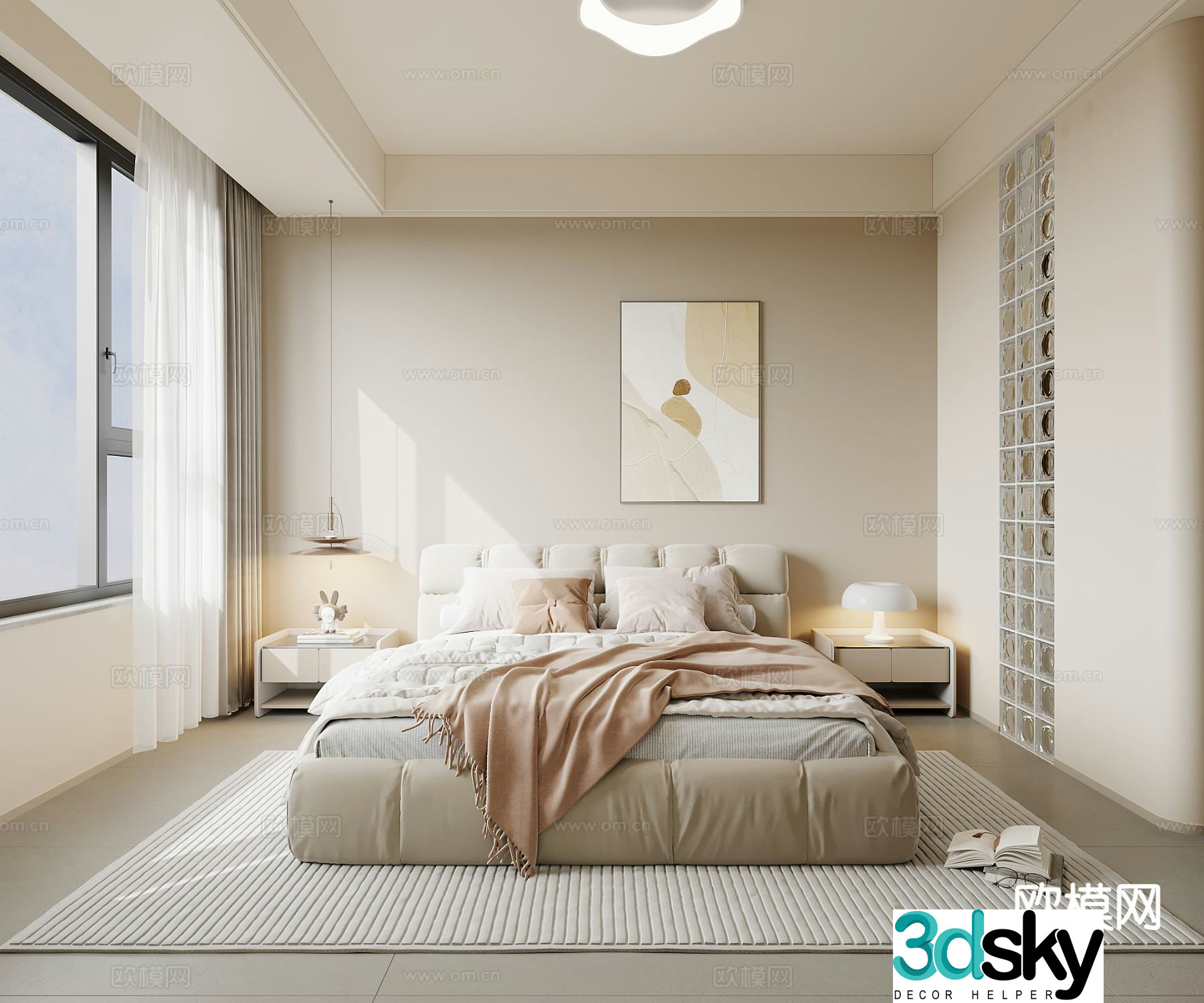Cream style bedroom second bedroom 3D model