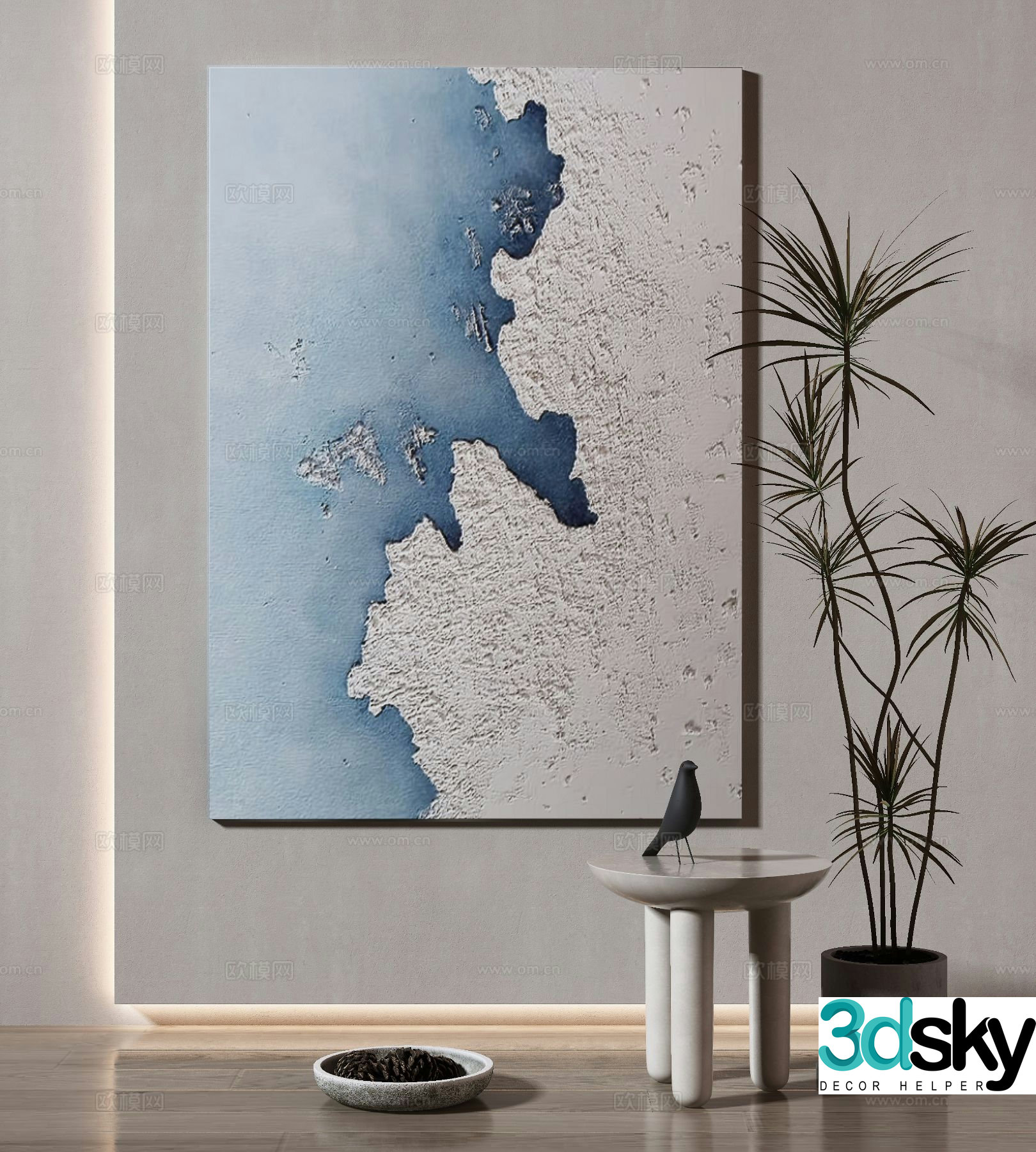 Modern texture painting decorative painting 3d model