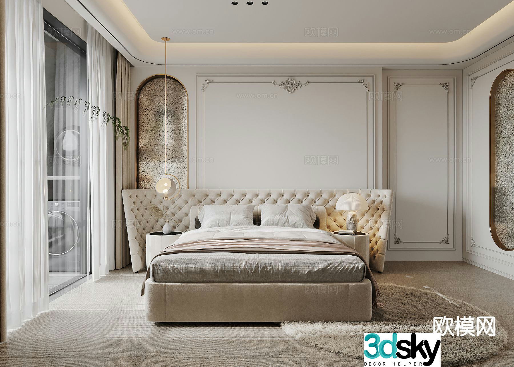 French bedroom master bedroom dressing room 3d model