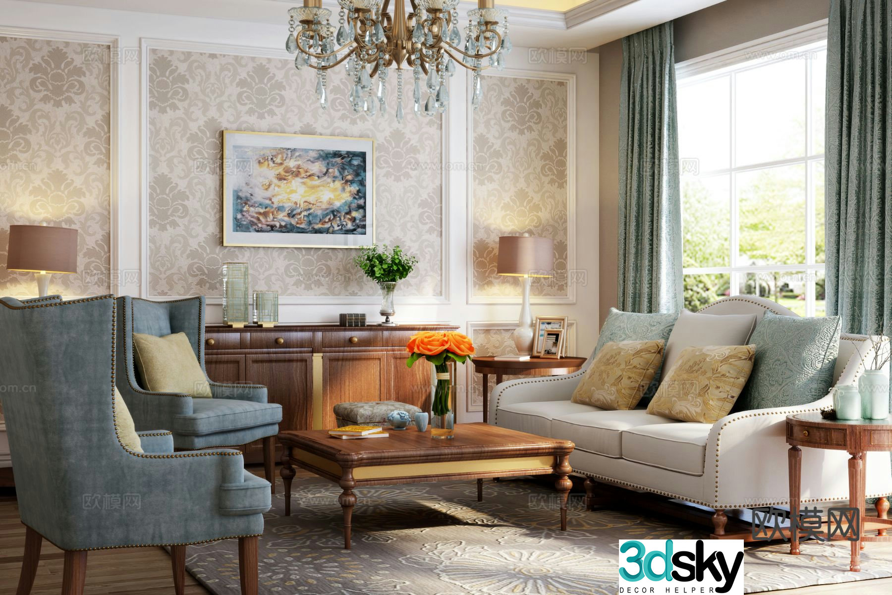 Neoclassical living room 3d model