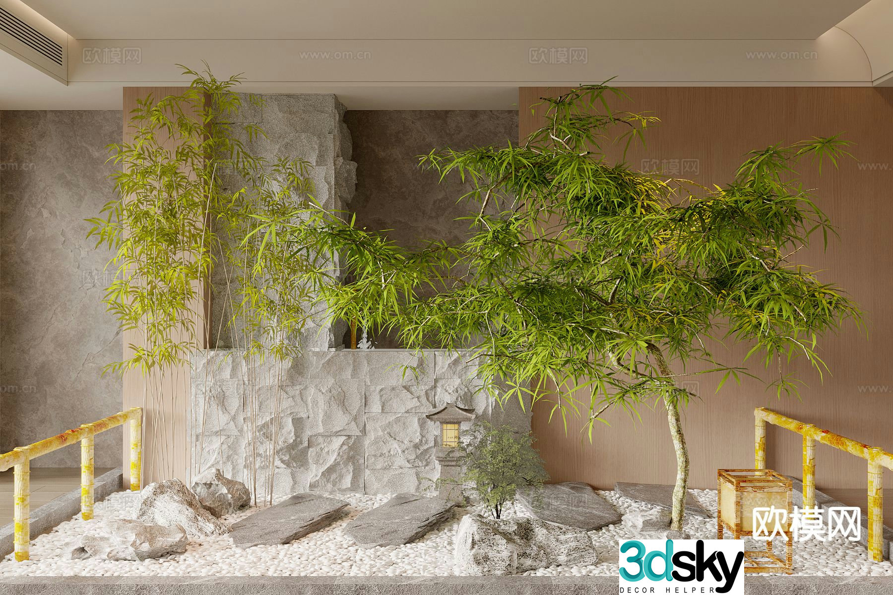 Chinese maple sketch dry landscape landscaping 3D model
