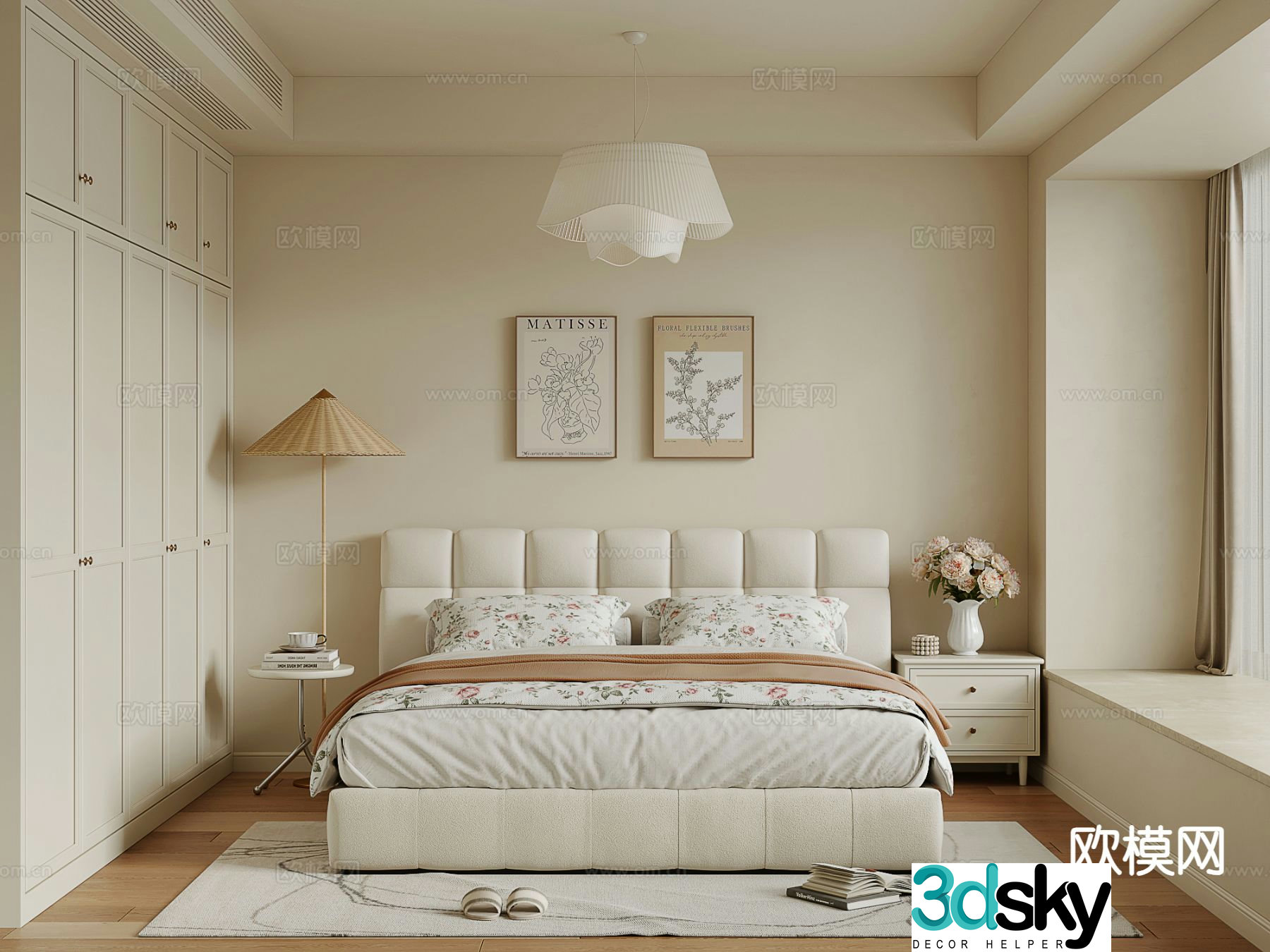 Cream style bedroom master bedroom 3d model