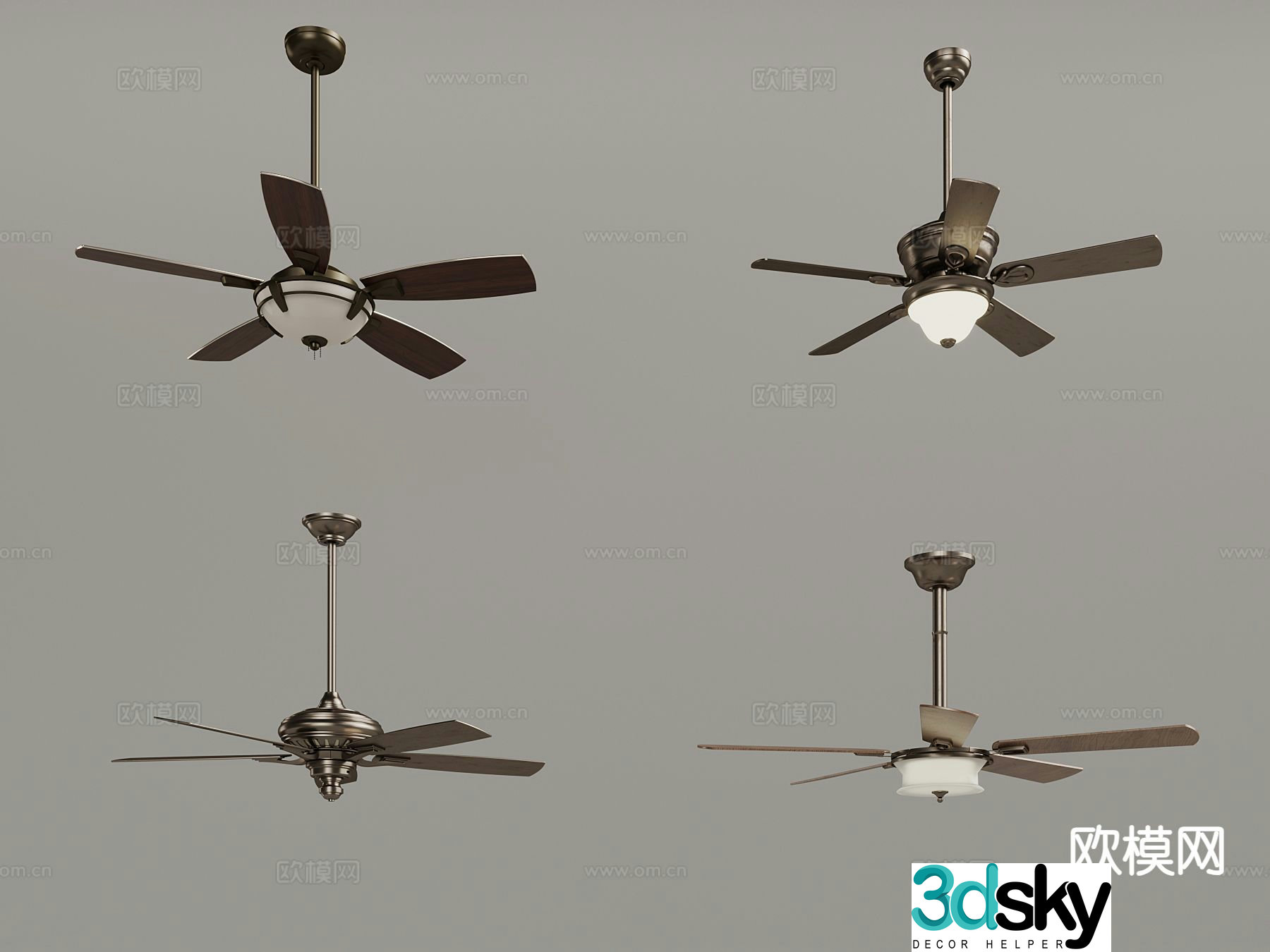 American ceiling fan light fan light 3d model