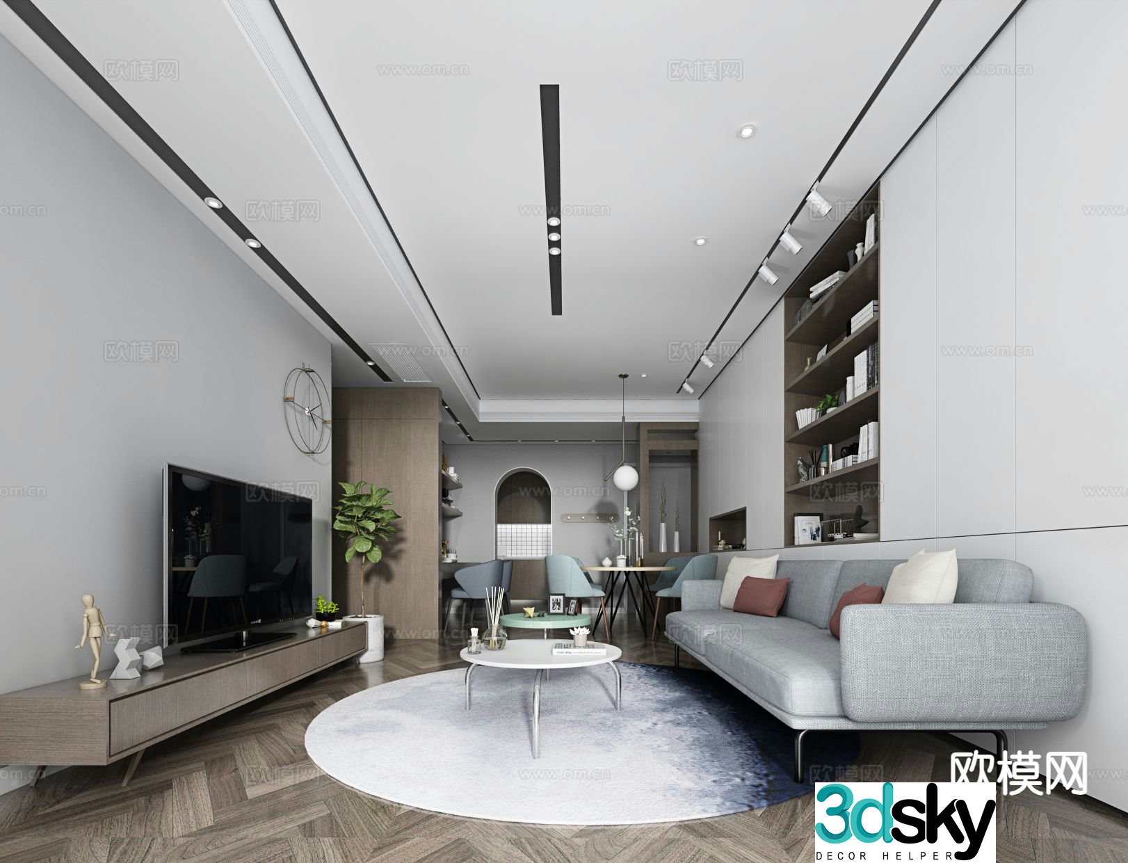 Modern minimalist living room 3d model