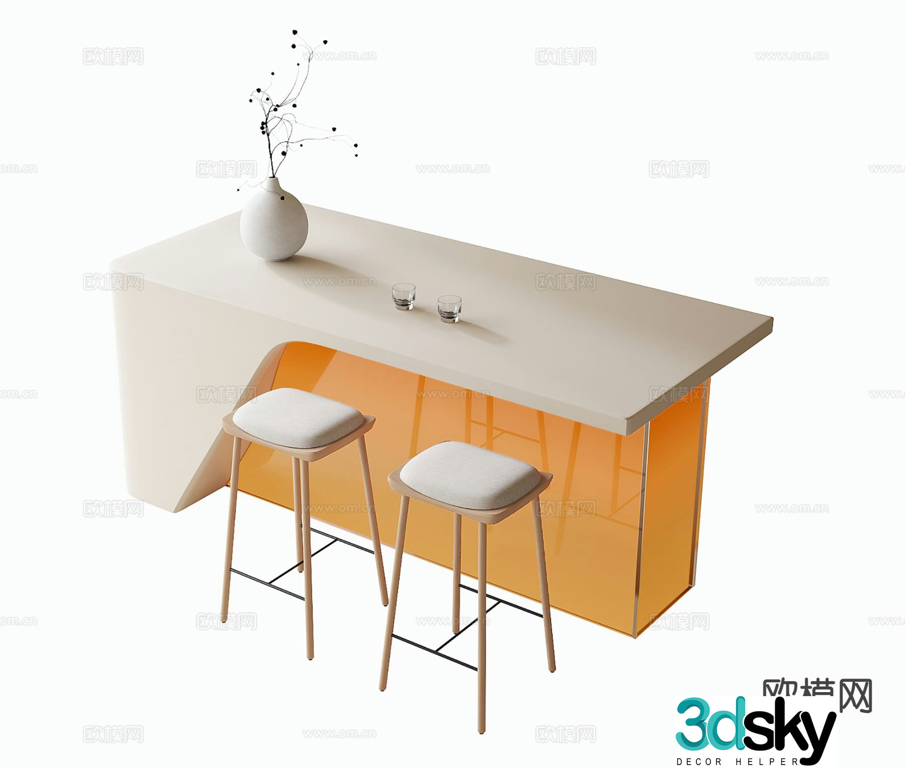 Modern bar bar chair 3d model