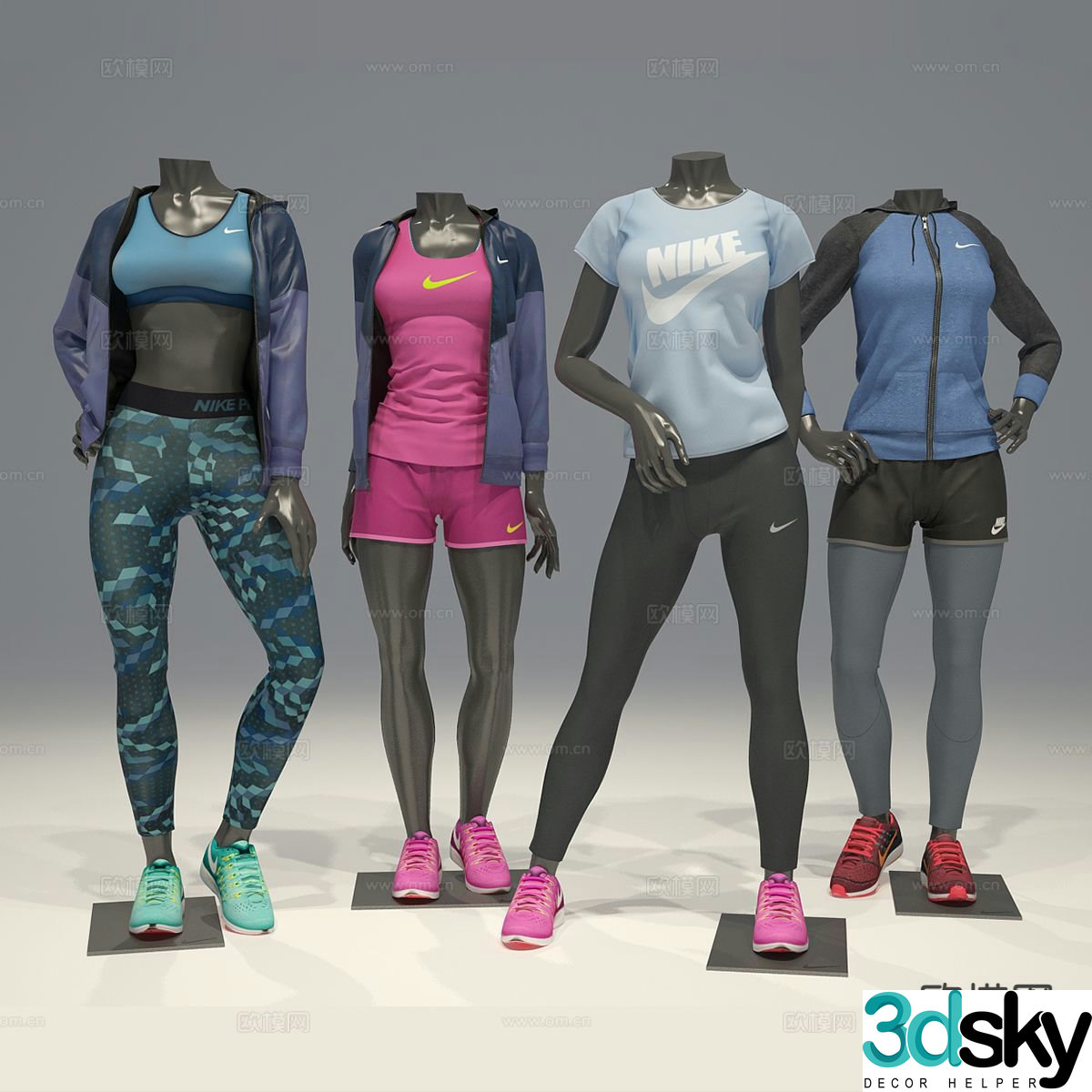 Nike female sportswear clothing mannequin 3d model
