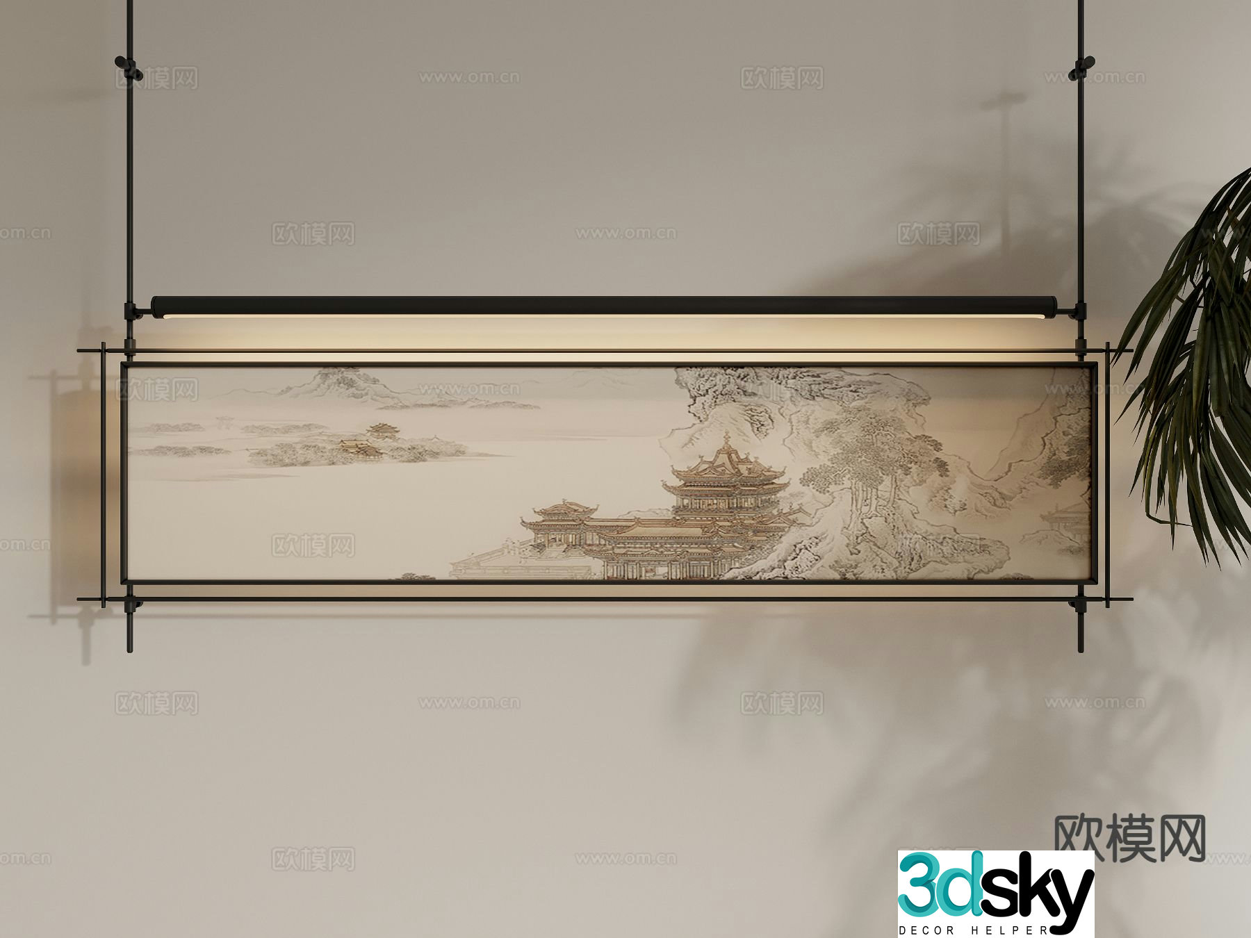 New Chinese style decorative painting architectural painting hanging painting 3D model