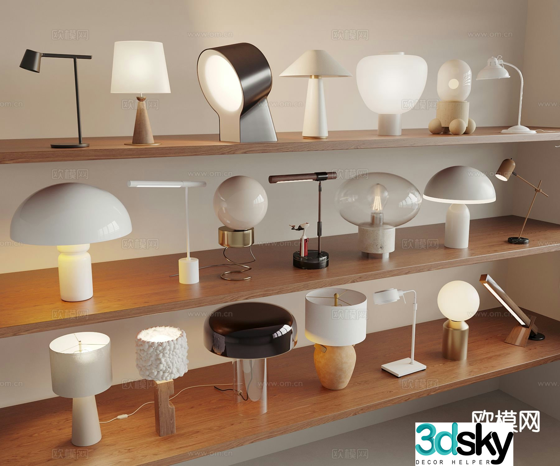 Cream style desk lamp 3d model