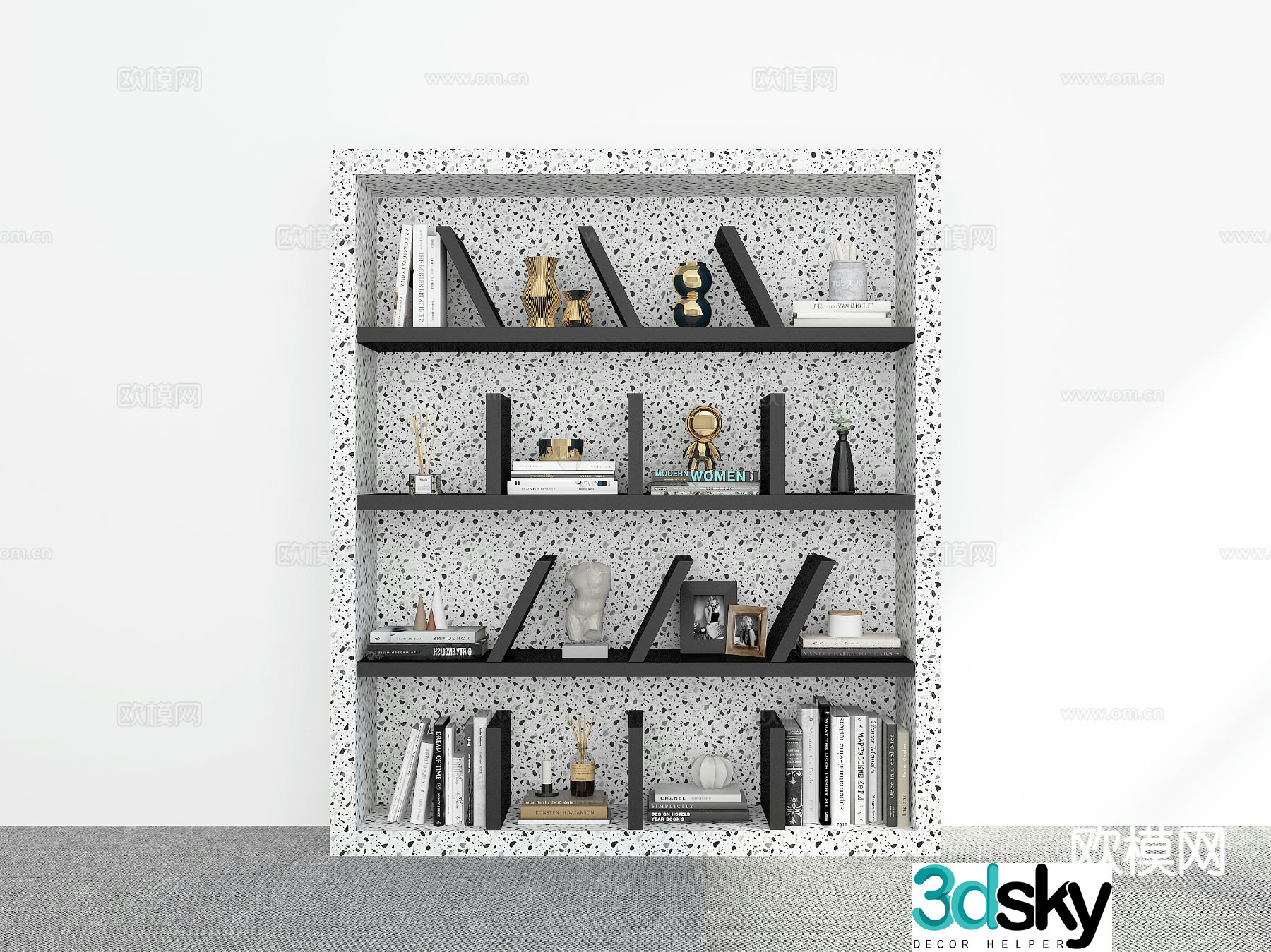 Modern bookshelf display rack 3d model