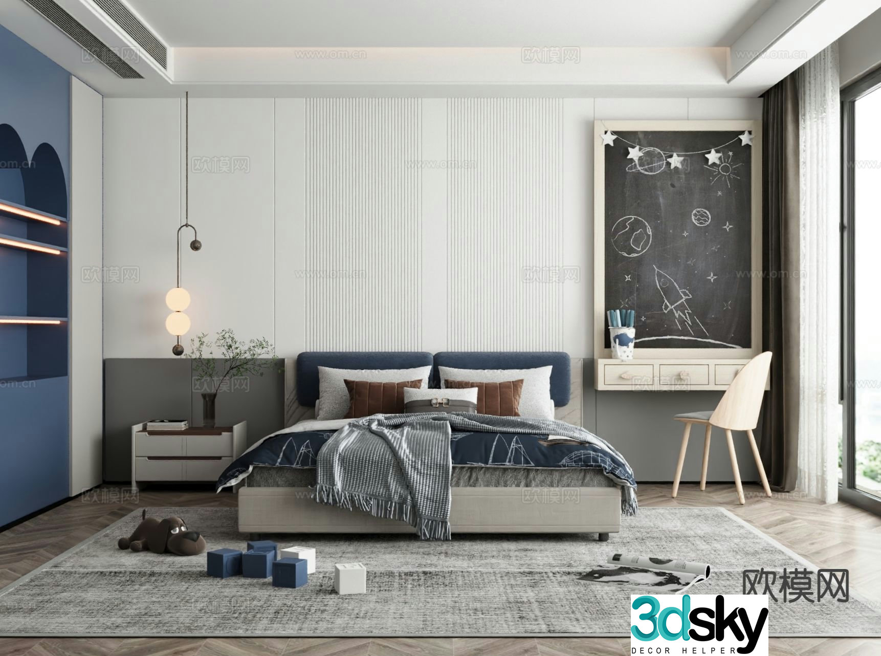Modern kid’s room boy’s room children’s room 3d model