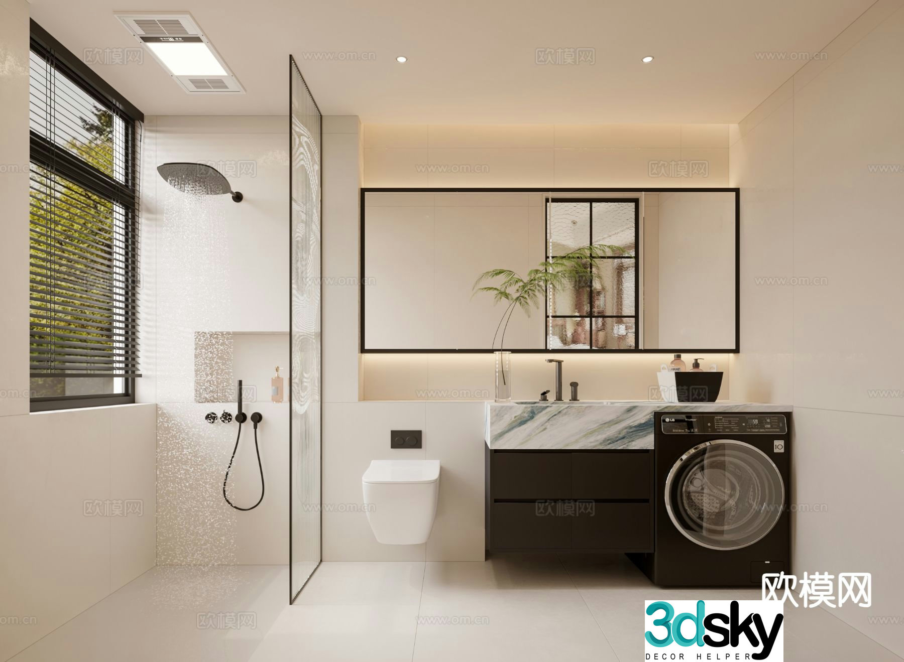 Modern minimalist bathroom bathroom 3d model