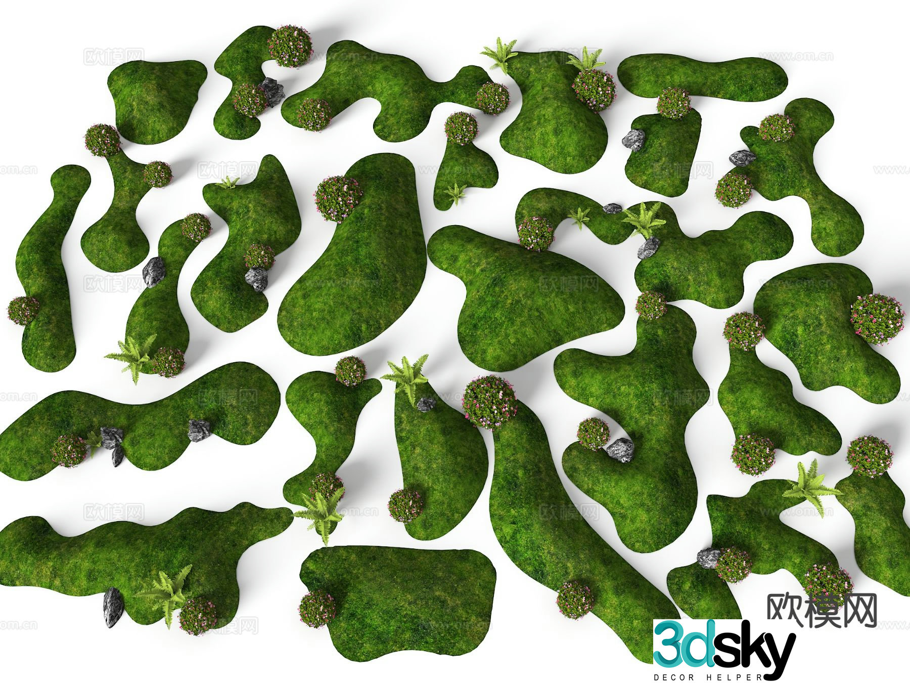 Mountain terrain micro-terrain grass slope hillock 3D model