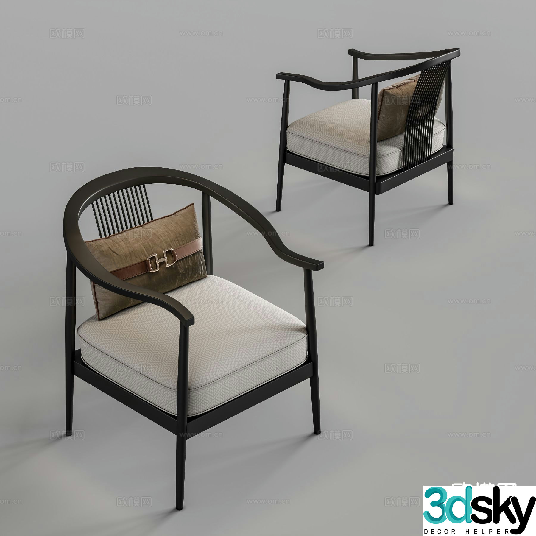 New Chinese style single chair armchair 3d model