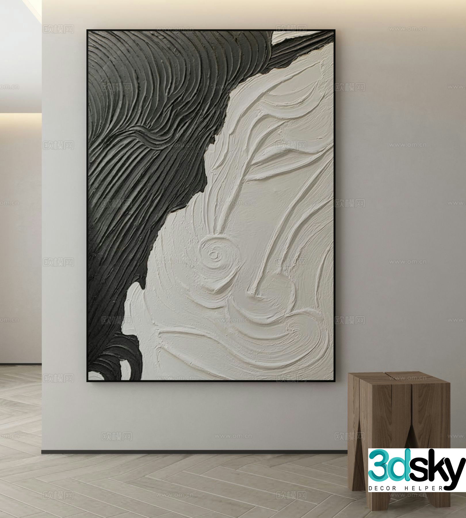 Modern decorative painting texture painting abstract painting 3d model