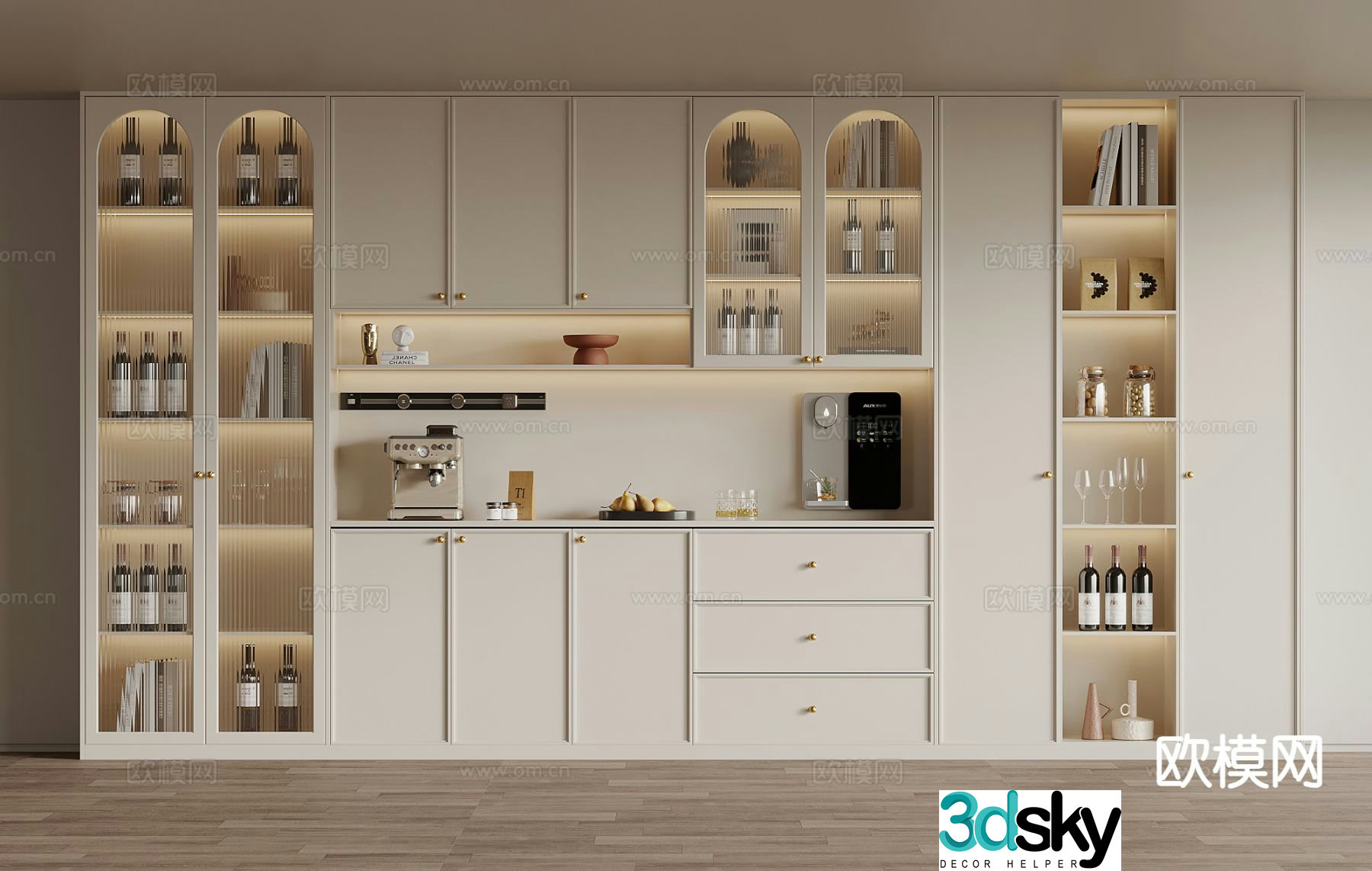 French wine cabinet sideboard 3d model