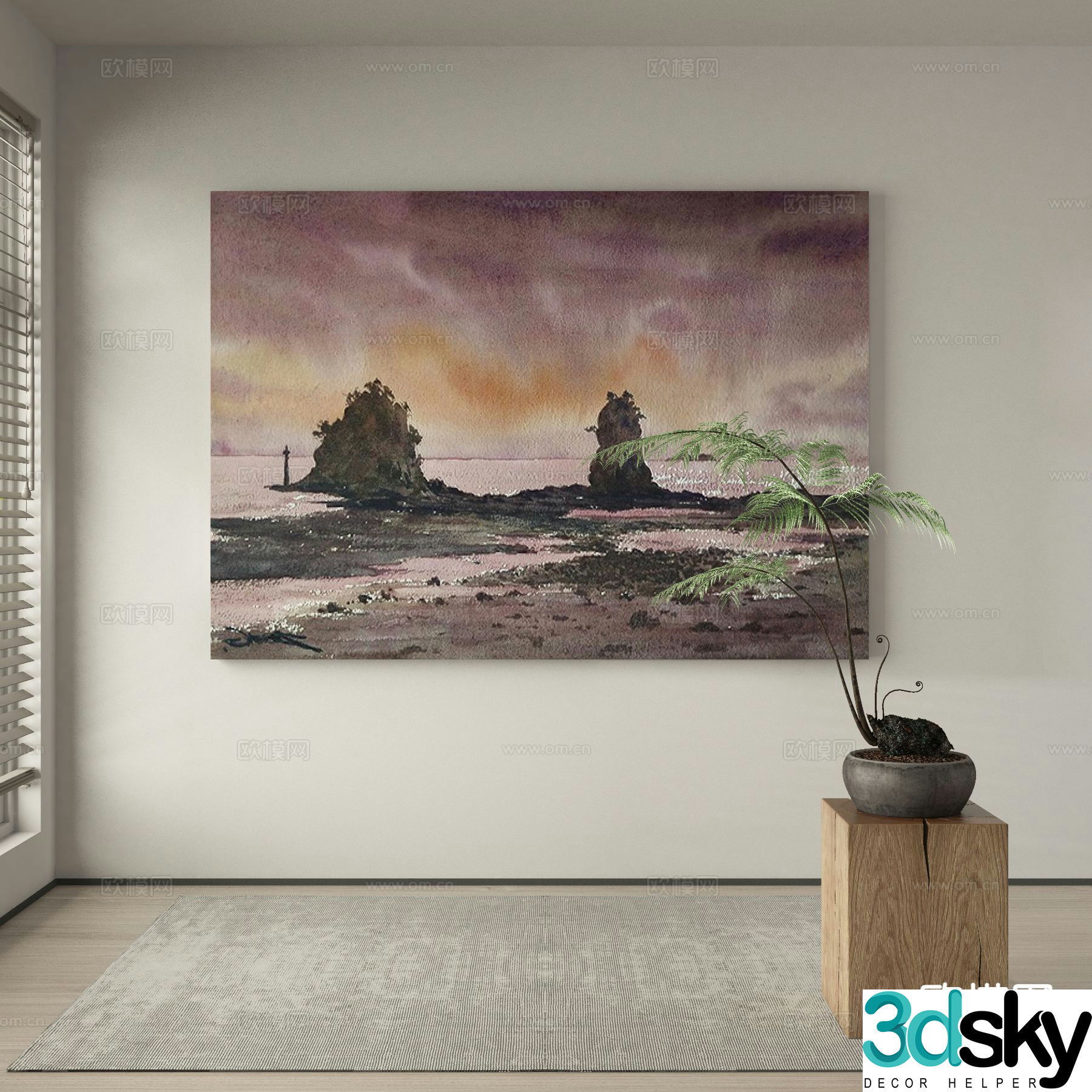 Modern landscape painting decorative painting 3d model