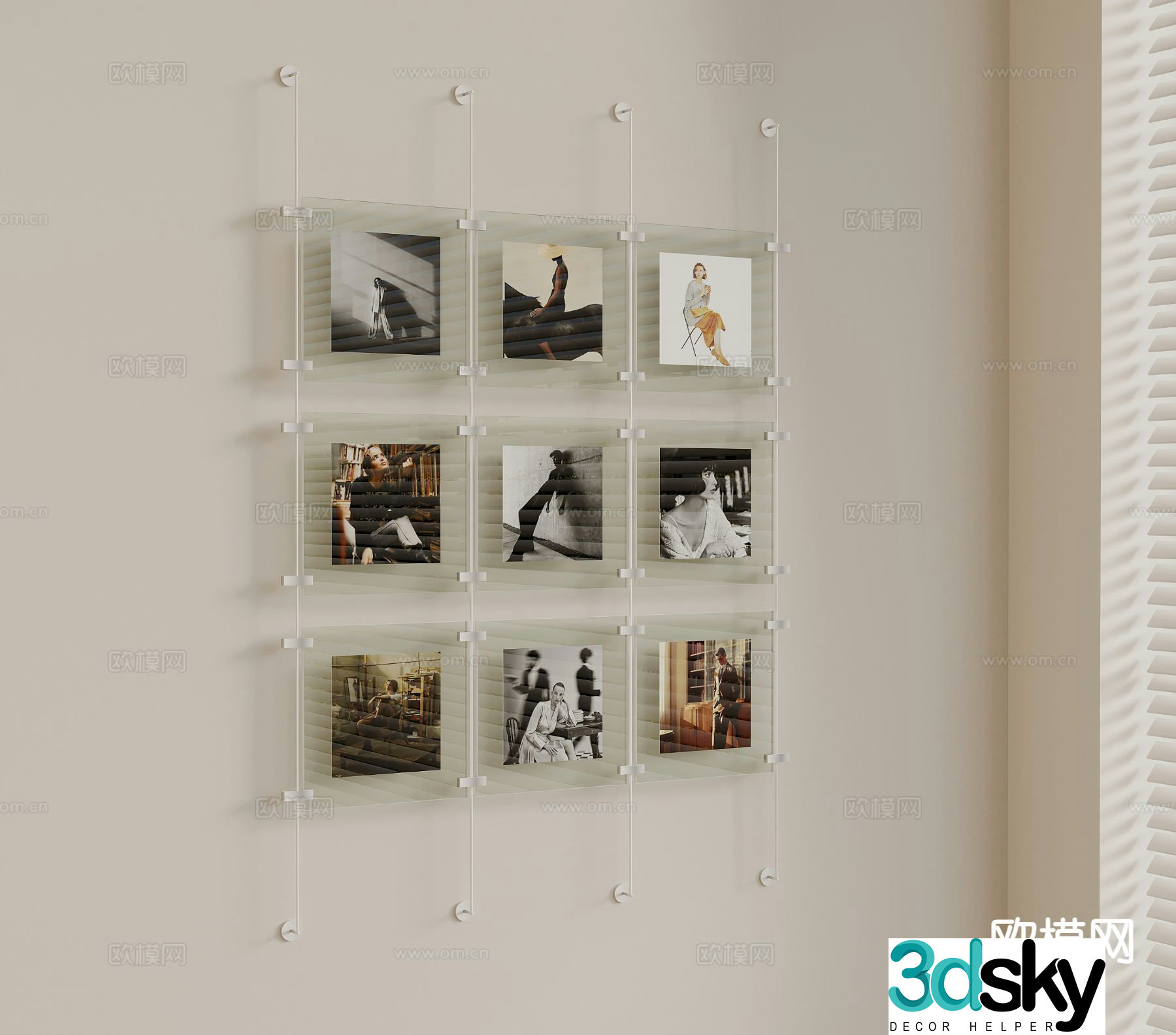 Modern photo wall acrylic hanging decoration 3d model