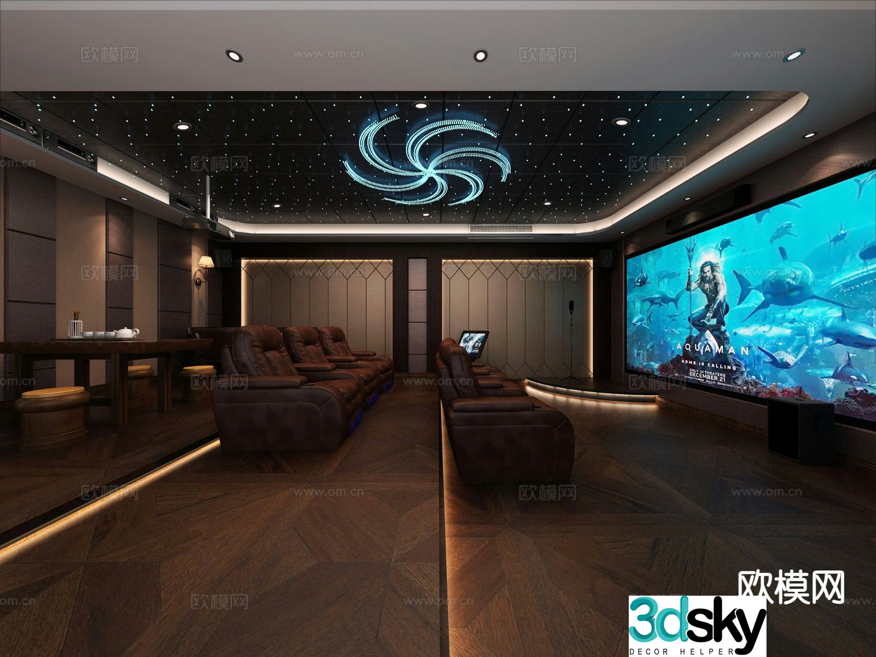 Italian style video room audio-visual room home theater 3d model