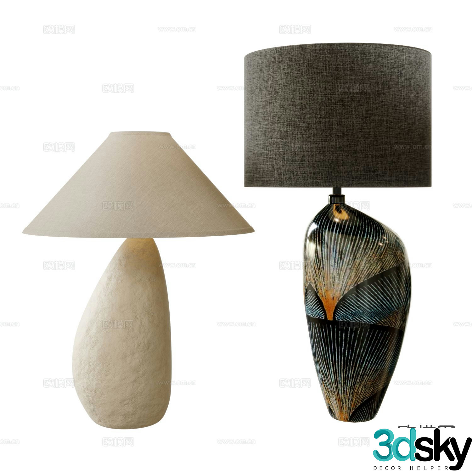 Wabi Sabi table lamp ceramic table lamp 3d model