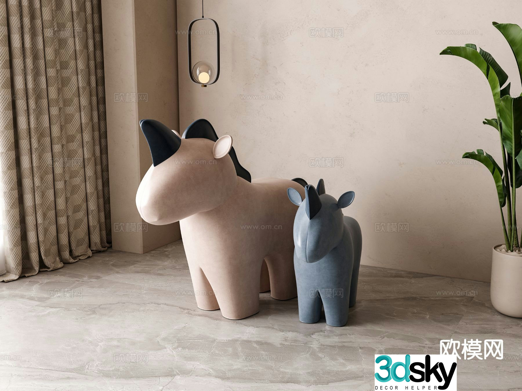 Cartoon toy rhino doll 3d model