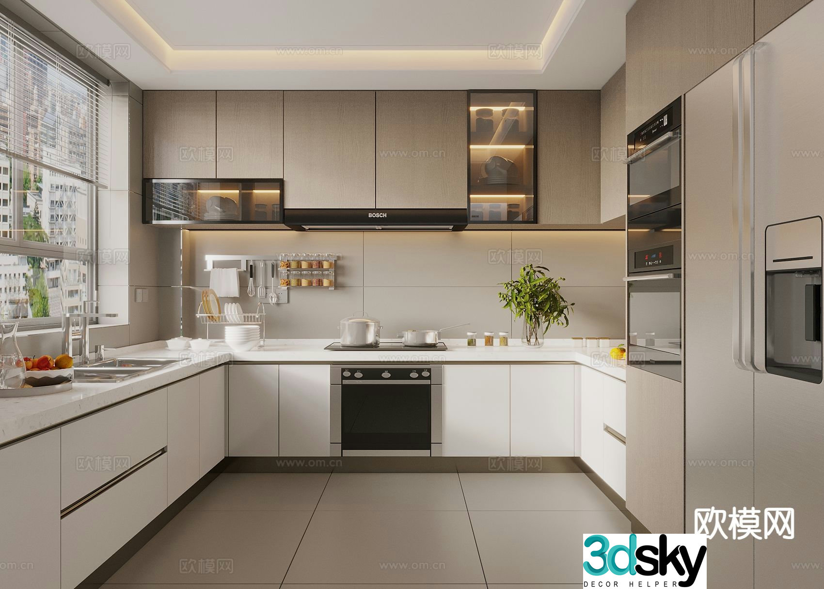 modern kitchen cabinet 3d model