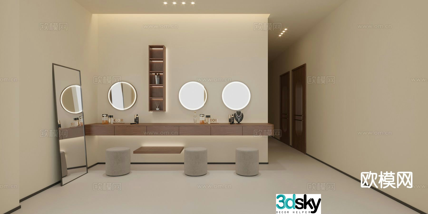 Light luxury dressing table makeup table 3d model