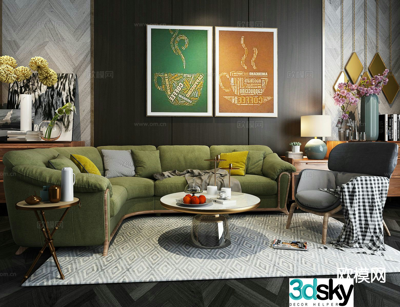 Modern modular sofa curved sofa 3d model