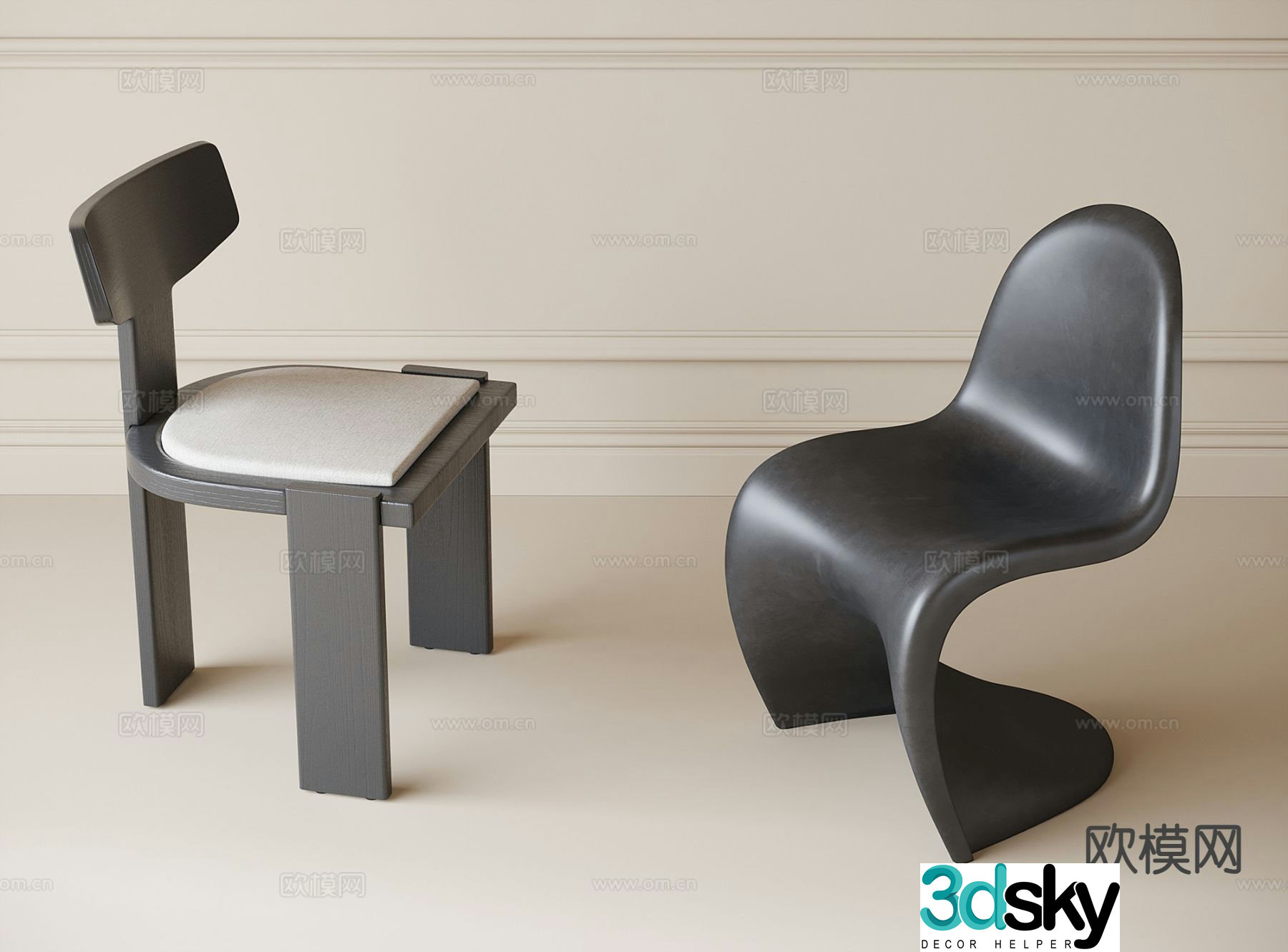 Modern chair dining chair 3d model