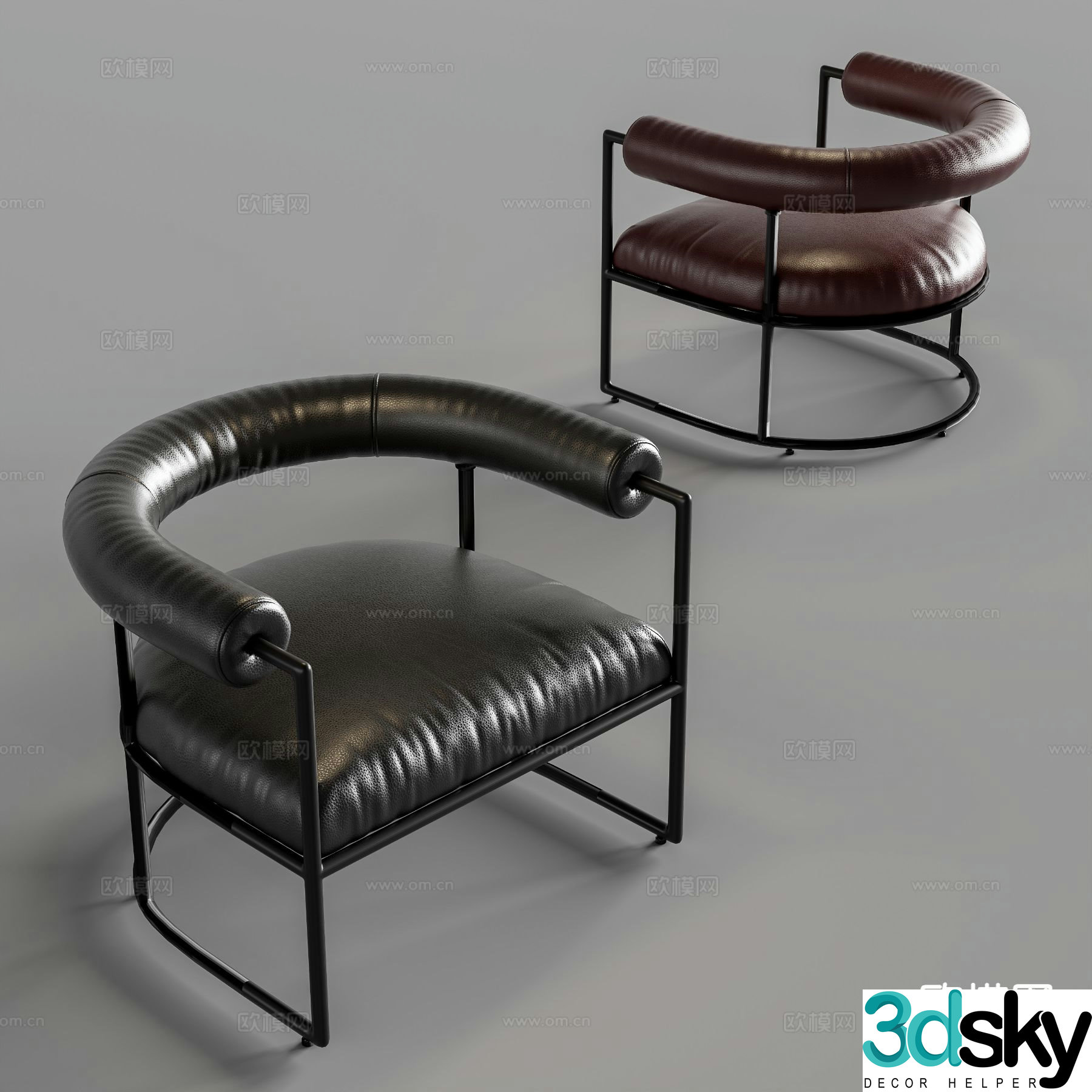 Modern chair single chair leather chair 3d model