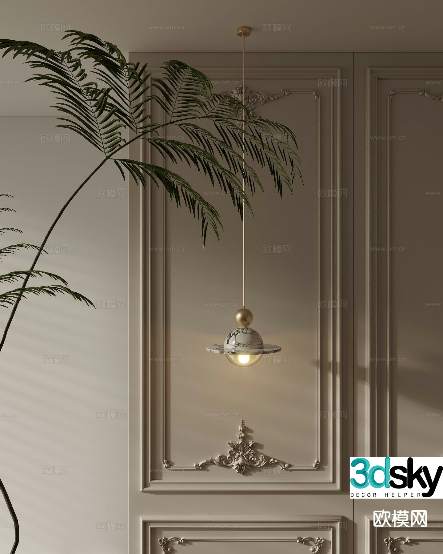 Bedside small chandelier 3d model