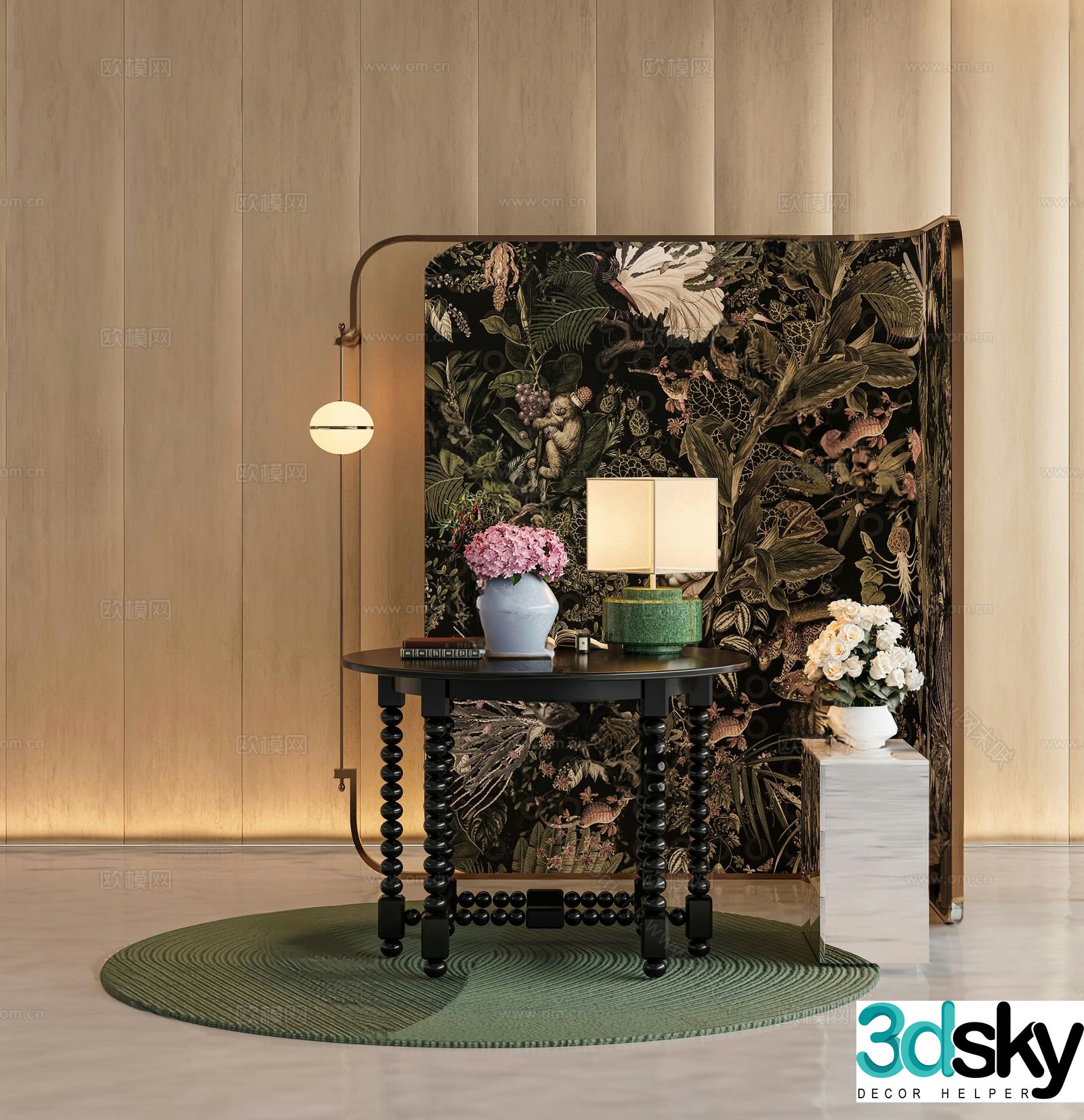 New Chinese style corner table side table round table table table 3D model