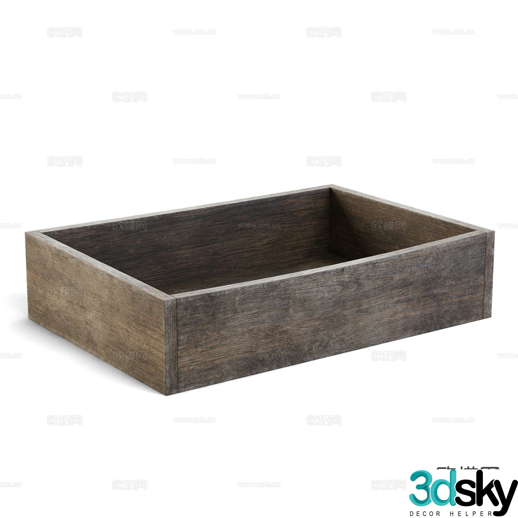 wooden box drawer basket wooden trough 3d model