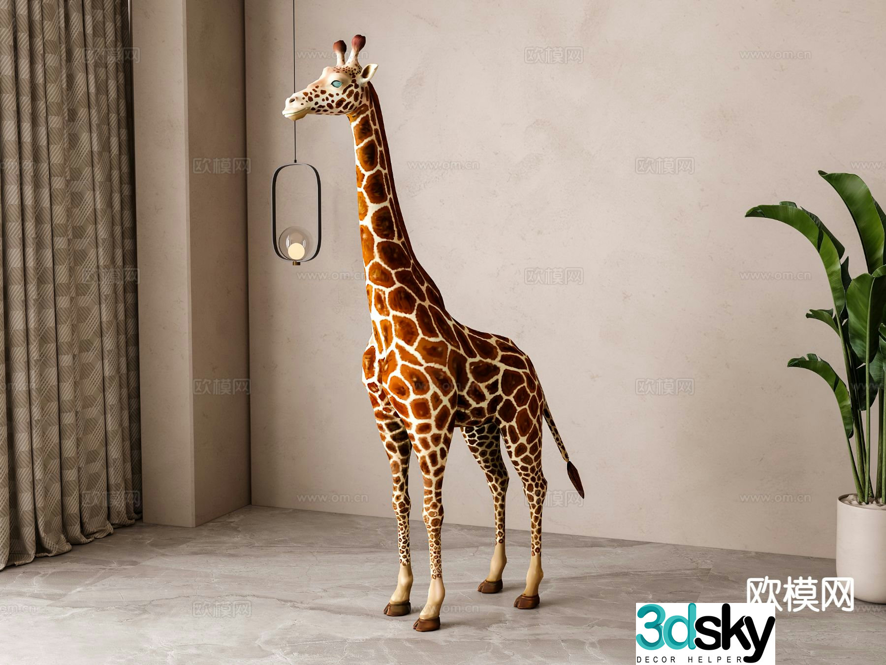 Giraffe sculpture cartoon ornament 3d model