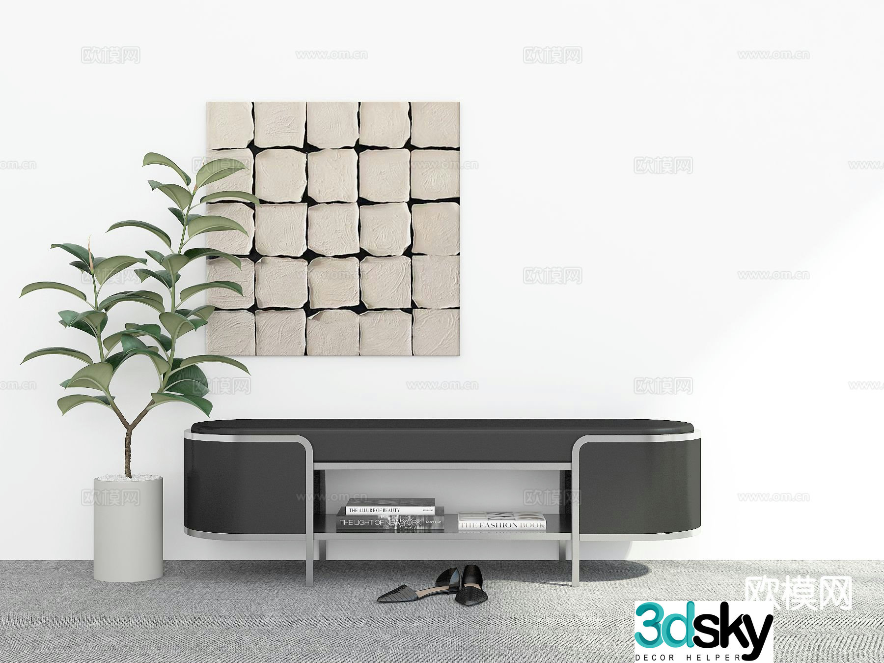Modern stool bench shoe changing stool 3d model